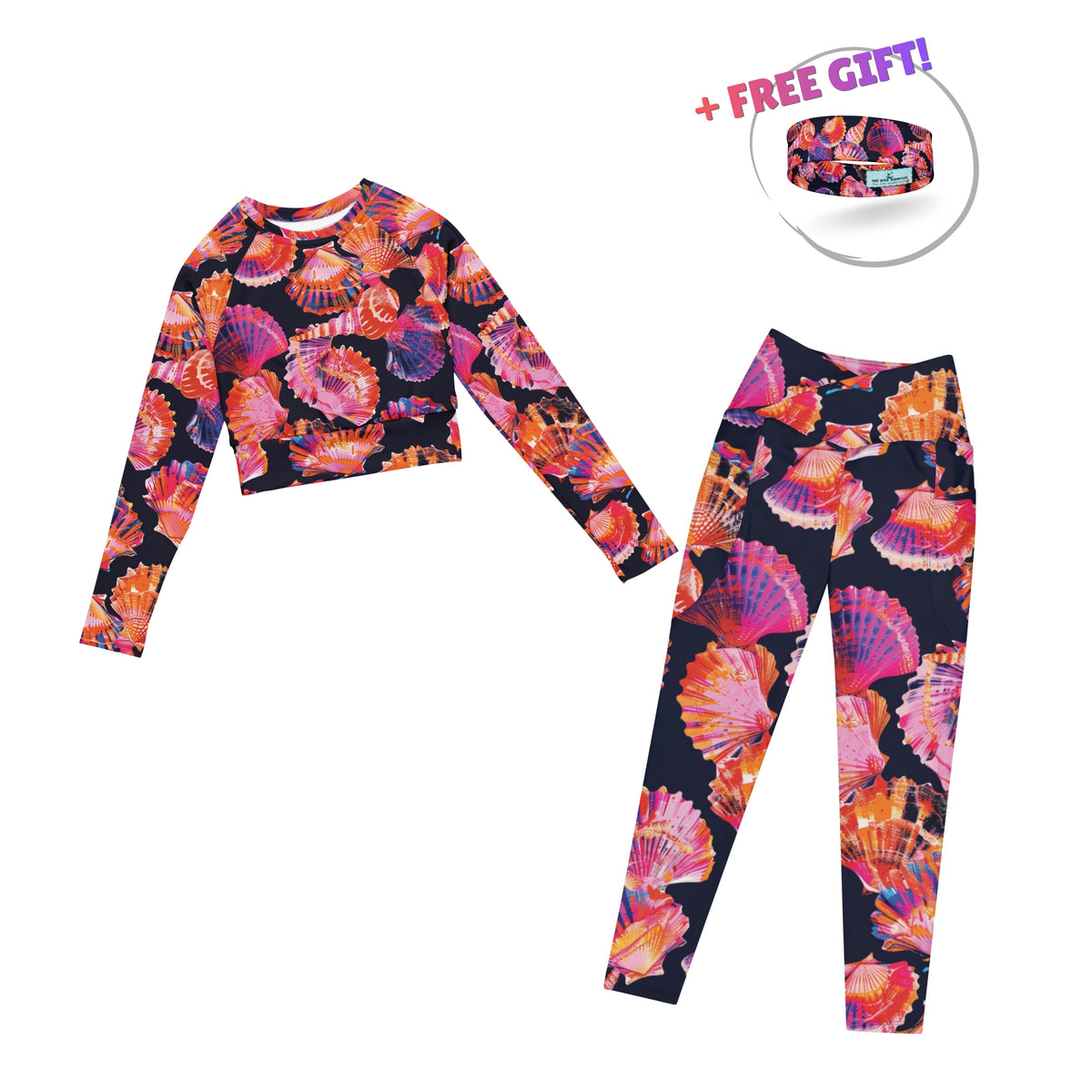 Dive Skins Set - Cropped Rashie + Scuba Leggings (with Pockets!) - Neon Shells