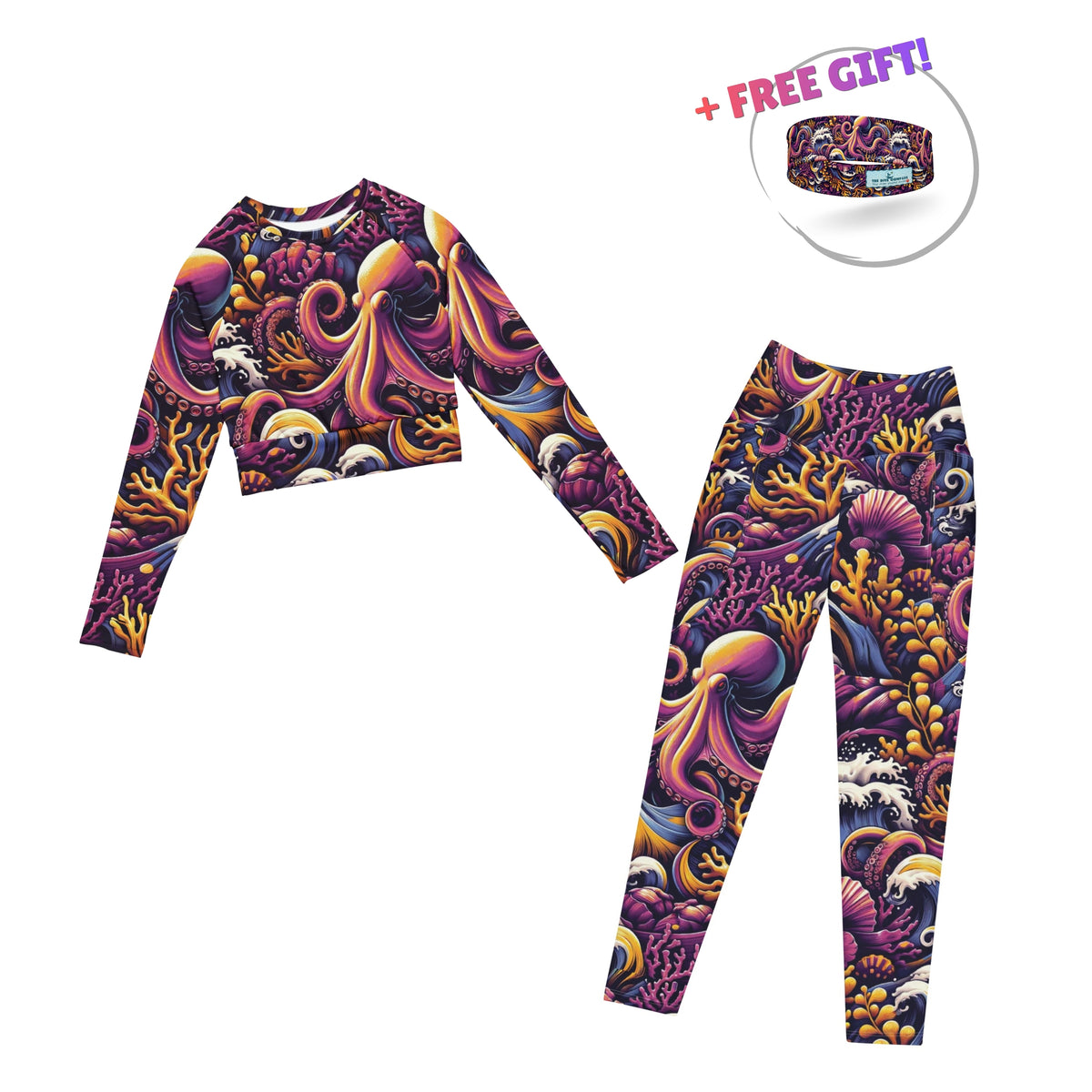 Dive Skins Set - Cropped Rashie + Scuba Leggings (with Pockets!) - Octopus Ink