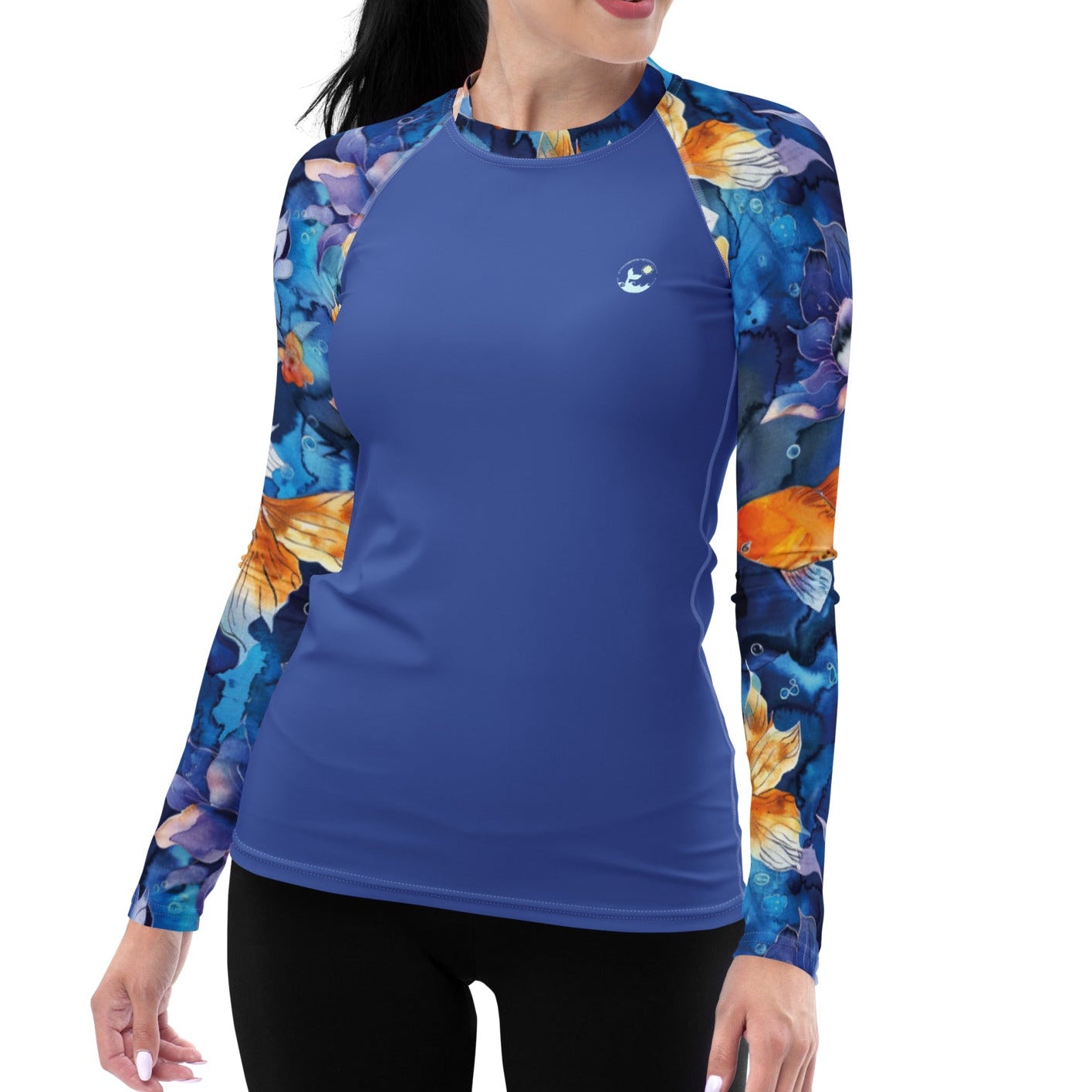 Jasmine Koi Women's Rash Guard for scuba divers. UV Rash Guard with Full Sun Protection UPF 50+. Rash Guard for scuba divers, snorkelers, and freedivers. Sunshirt and dive skin. 