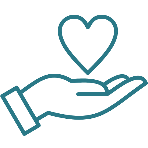Icon of a hand holding a heart symbol