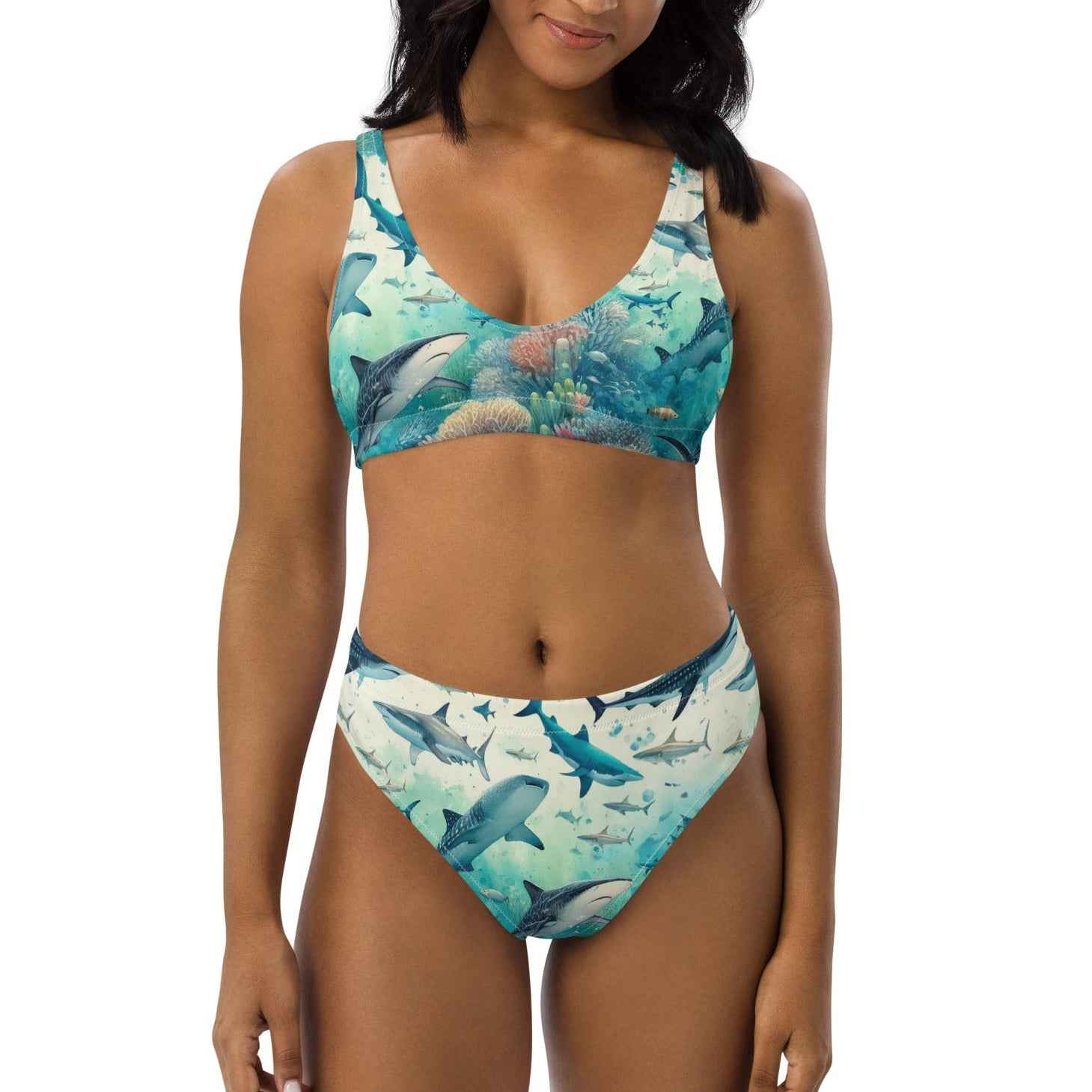 Shark Frenzy Scuba Bikini♻️ - High Waisted Set