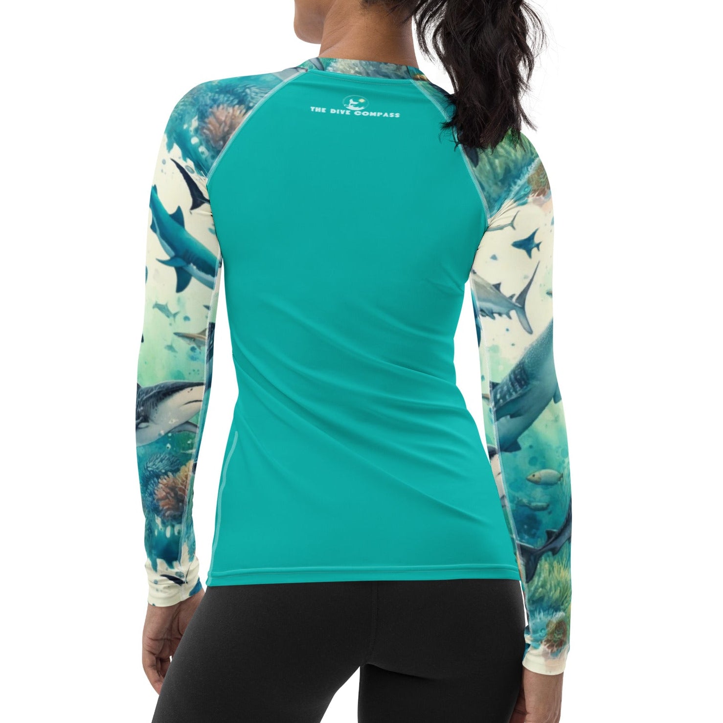 Shark Frenzy Women's Rash Guard for Scuba Divers. UV Rash Guard for Scuba Divers and Ocean Lovers with Full Sun Protection UPF 50+. Dive Skin and Sun Shirt. 