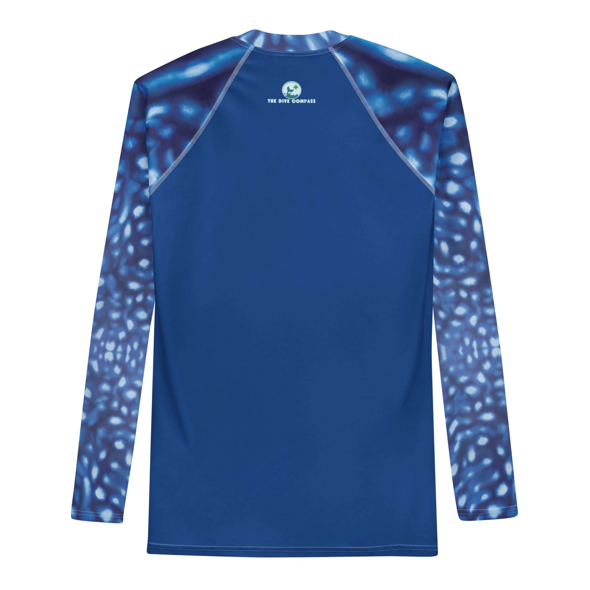 Whale Shark Constellation Men's Rash Guard – back view – men's rash guard that fits under a wetsuit for tropical reef diving