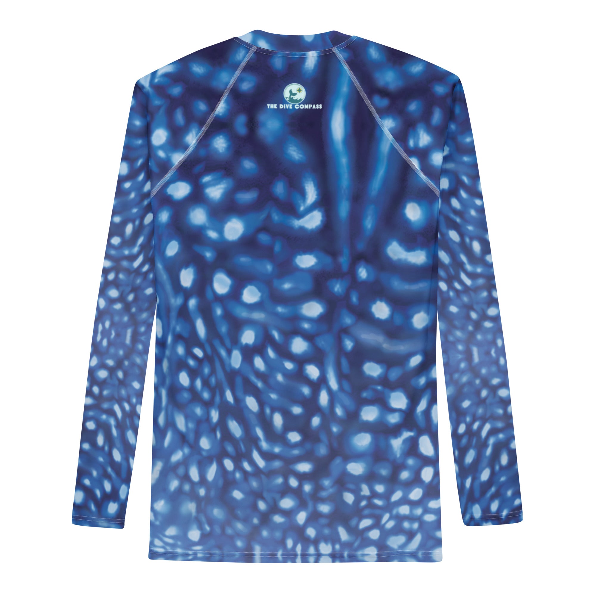 Whale Shark Constellation Men's Rash Guard – back view – men's rash guard with UPF 50+ sun protection for scuba diving
