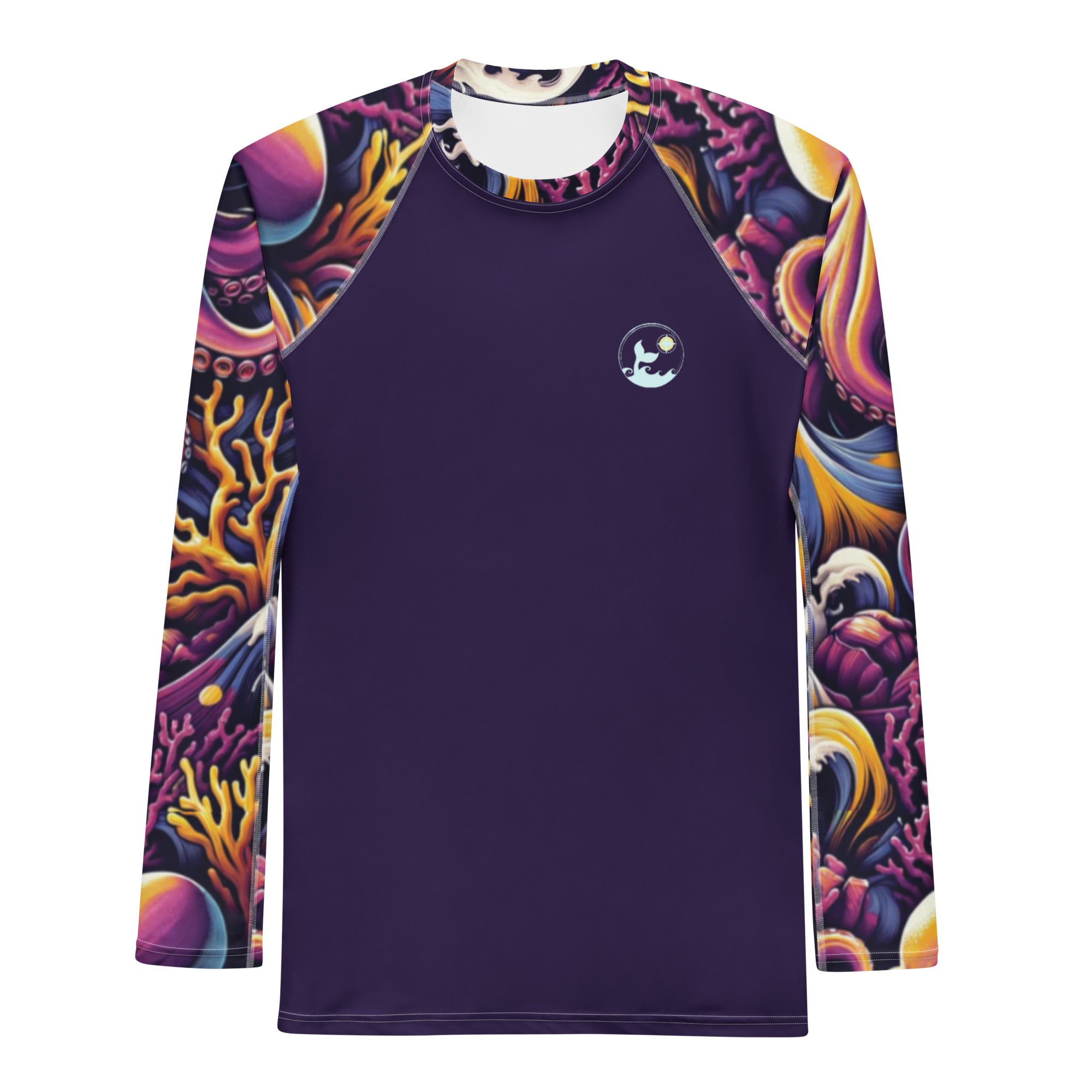 Octopus Ink Men's Rash Guard – front view – men's rash guard that fits under a wetsuit for tropical reef diving