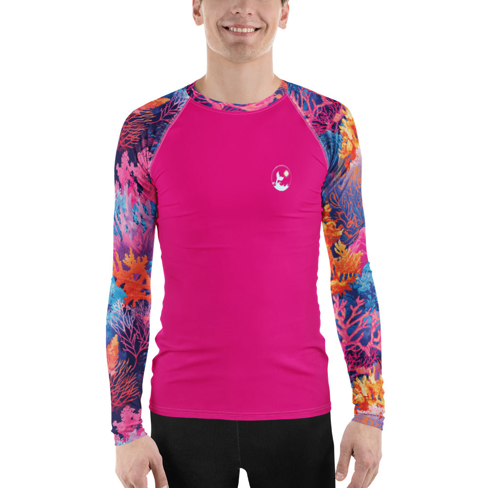 Fire Corals Men's Rash Guard – front view – men's rash guard with UPF 50+ sun protection for scuba diving