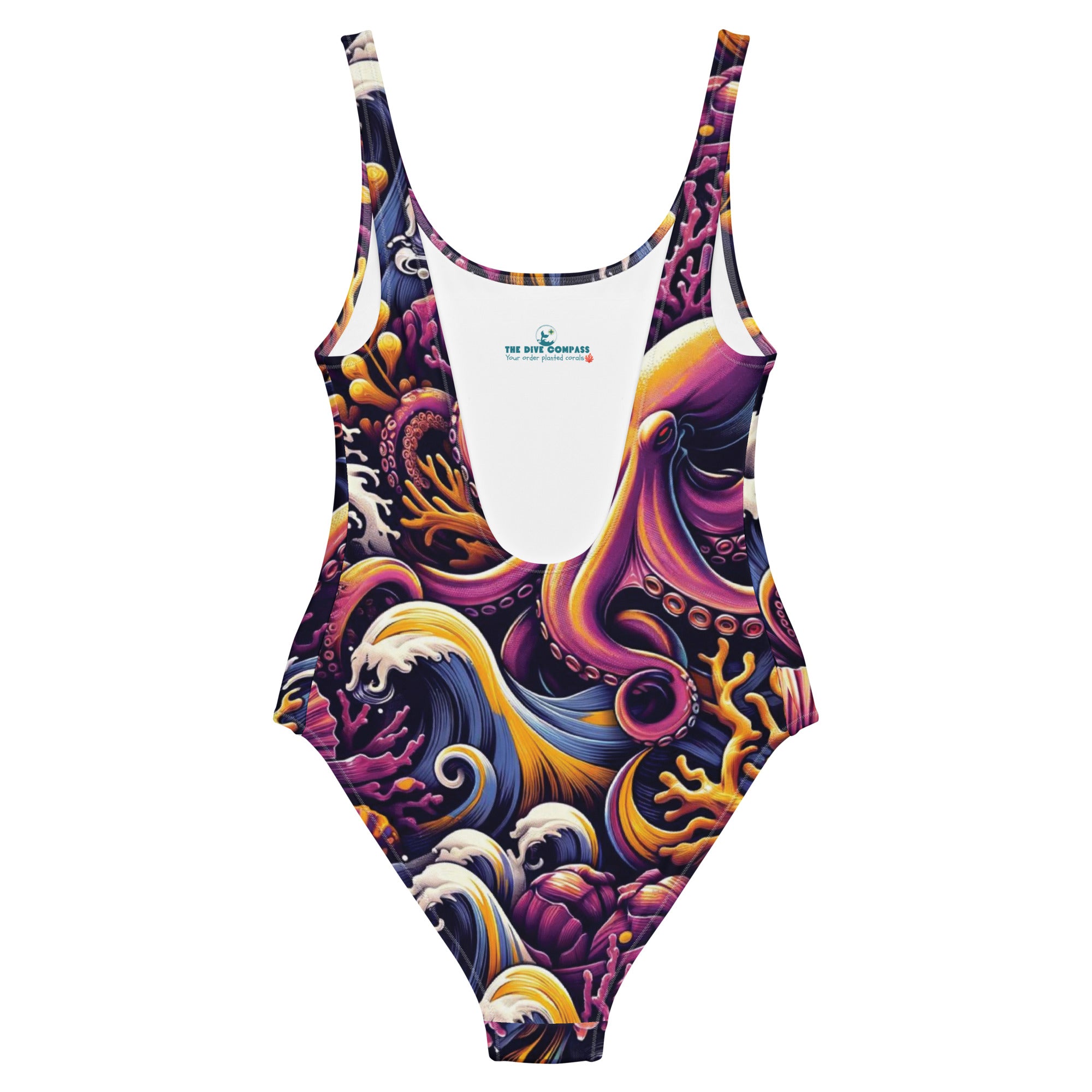 Octopus Ink One-Piece Swimsuit – back view – scuba one piece swimsuit with UPF 50+ sun protection for divers
