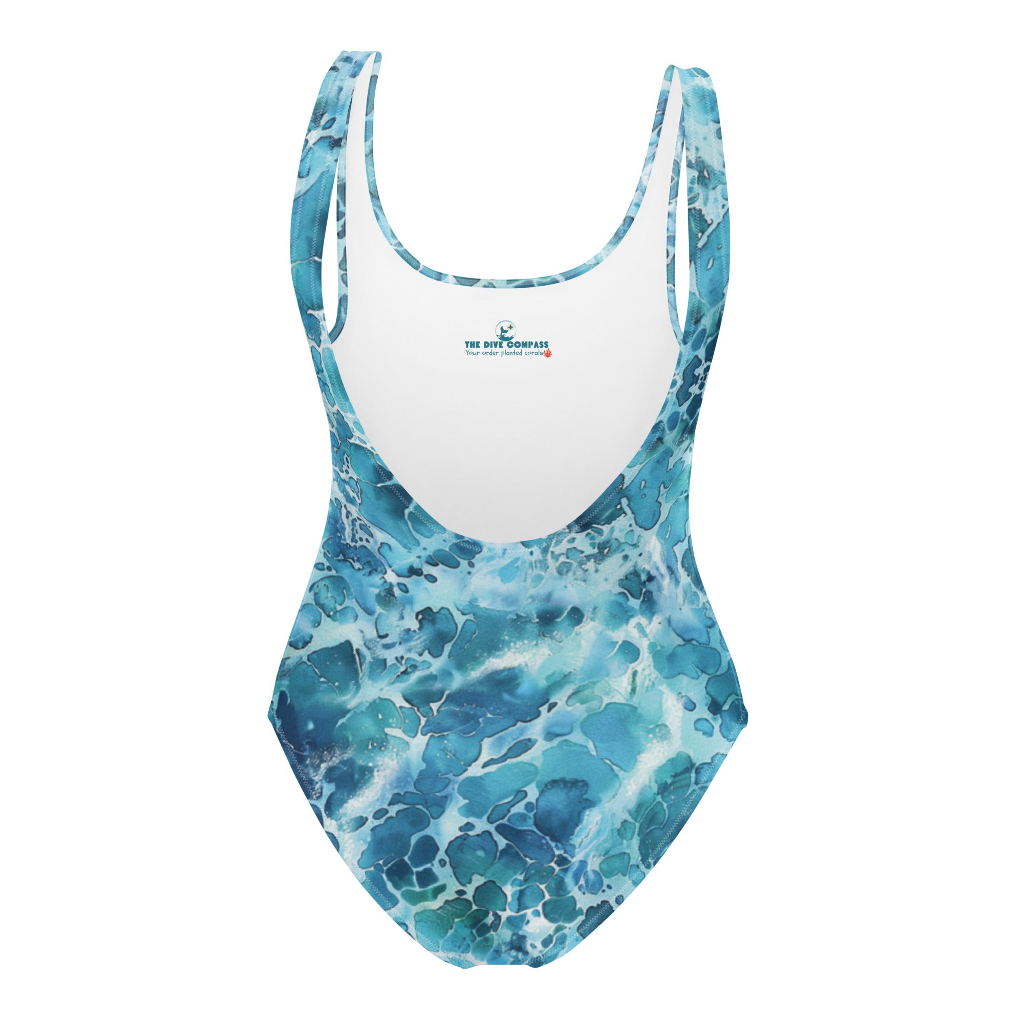 Ocean Serenity One-Piece Swimsuit – back view – one piece diving swimsuit that stays put under a wetsuit and rash guard