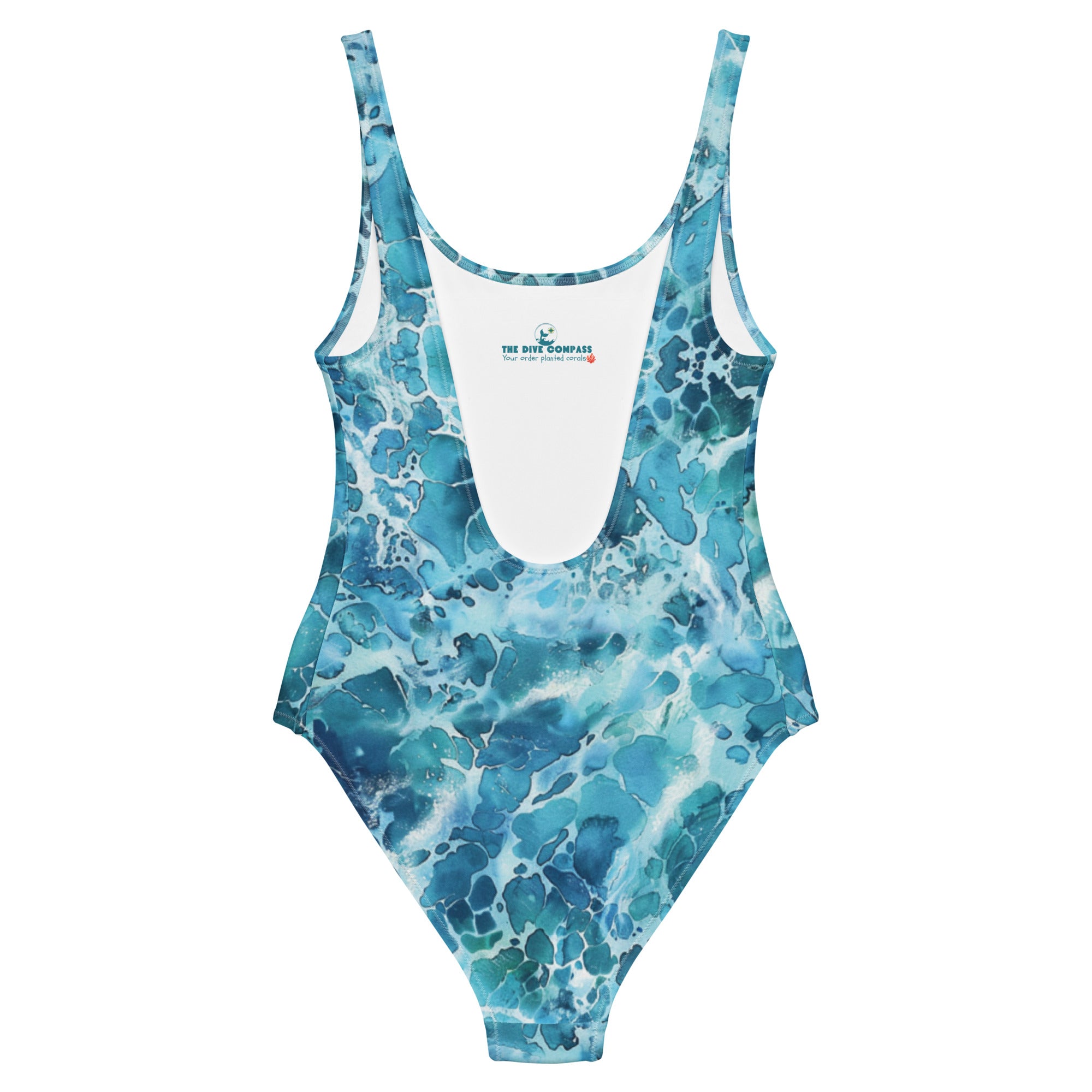 Ocean Serenity One-Piece Swimsuit – back view – sustainable one piece swimsuit in recycled polyester for divers