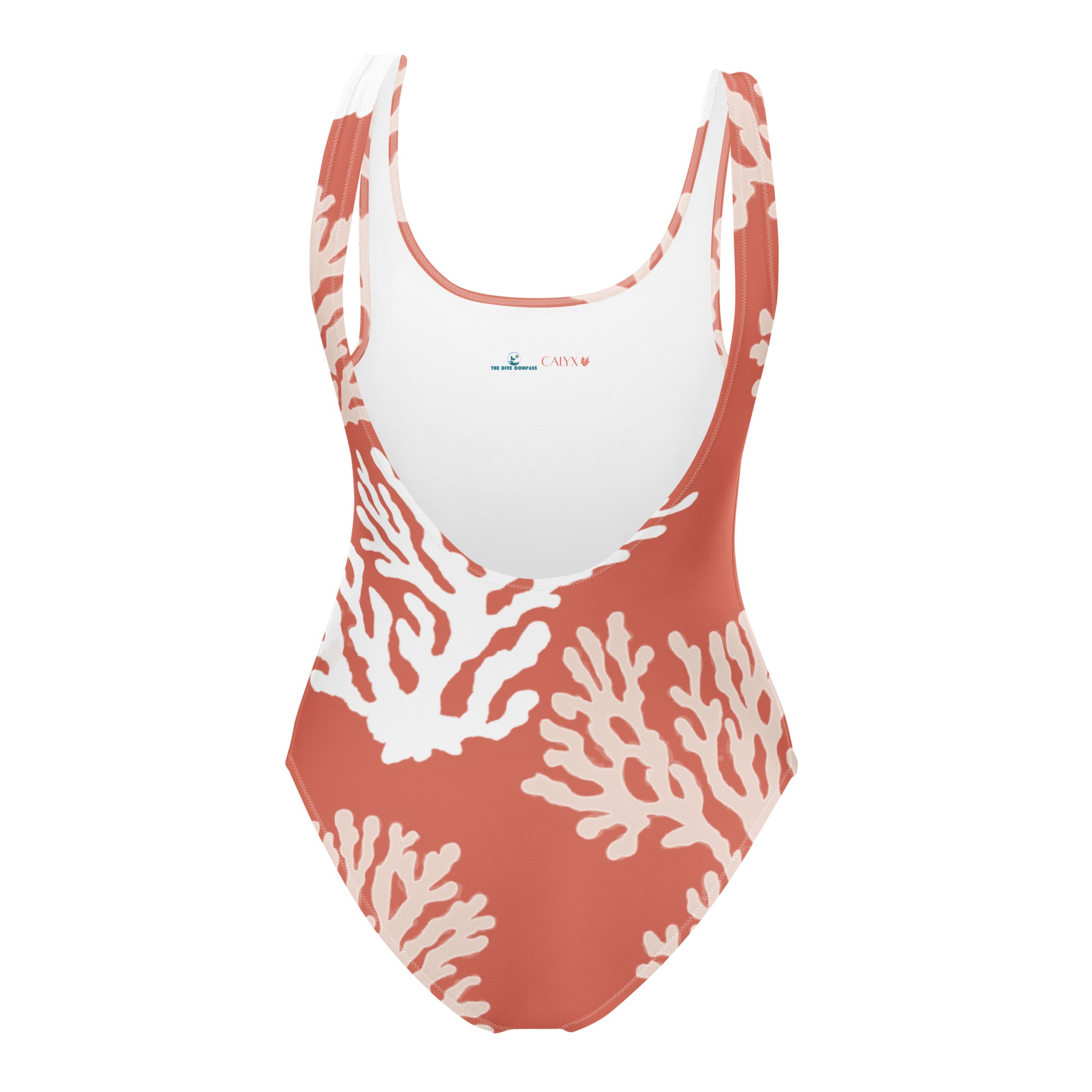 CALYX Roots One-Piece Swimsuit – back view – one piece diving swimsuit that stays put under a wetsuit and rash guard
