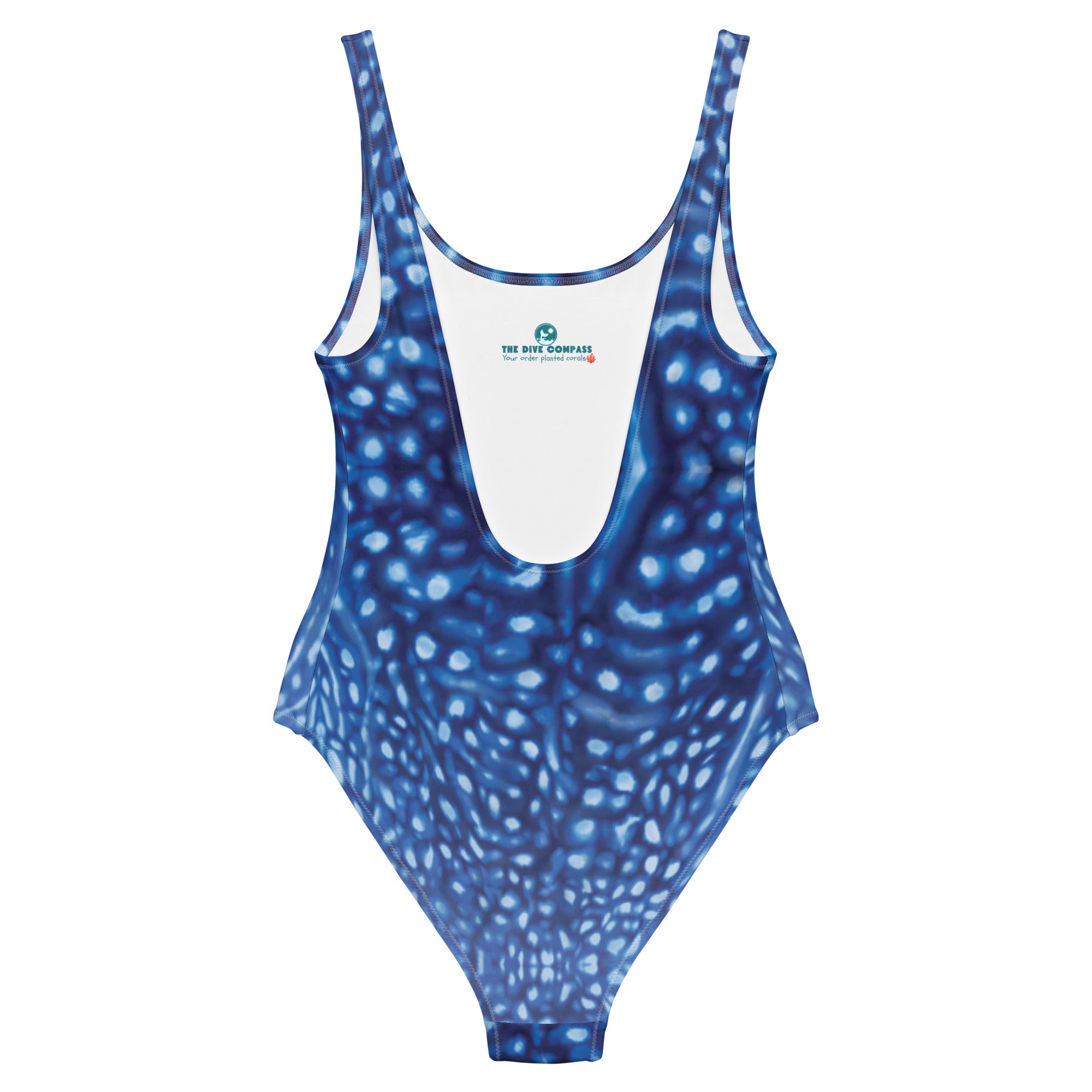 Whale Shark Constellation One-Piece Swimsuit – back view – sustainable one piece swimsuit in recycled polyester for divers