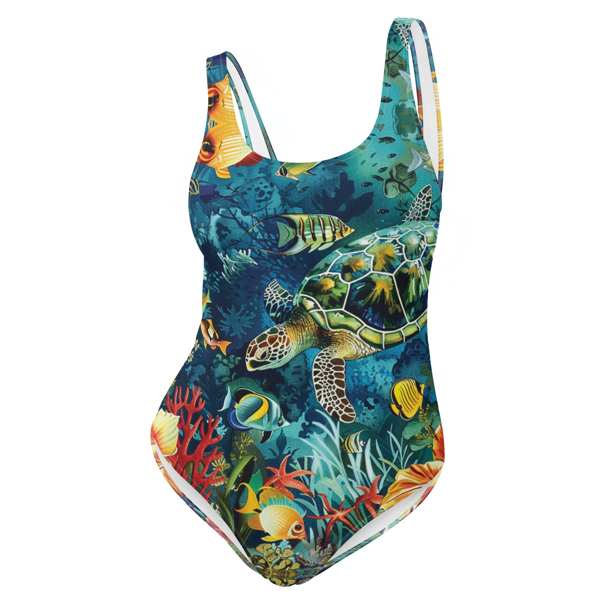 Maldives One-Piece Swimsuit – front view – diving one piece swimsuit for warm water scuba and reef snorkeling