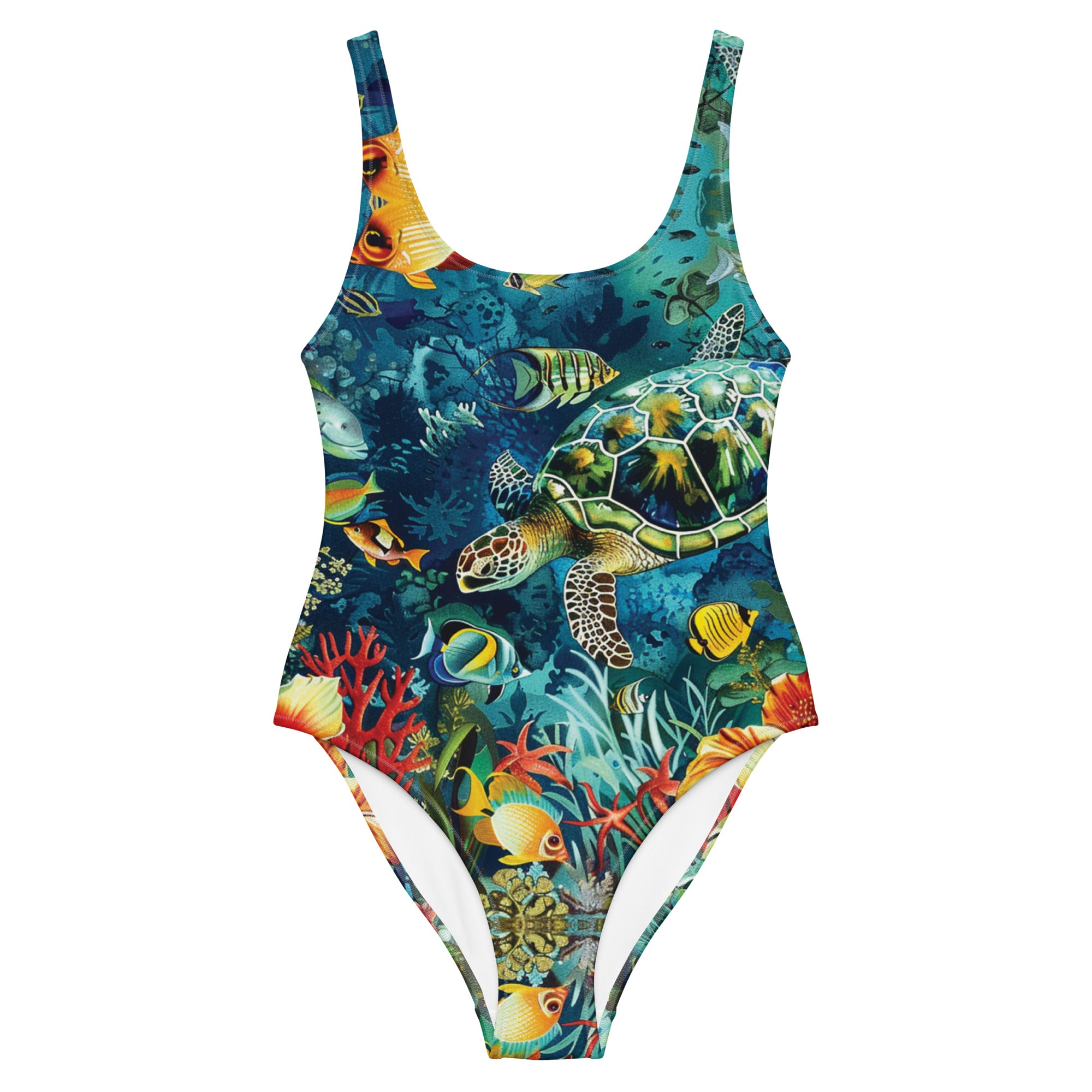Maldives One-Piece Swimsuit – front view – sustainable one piece swimsuit in recycled polyester for divers