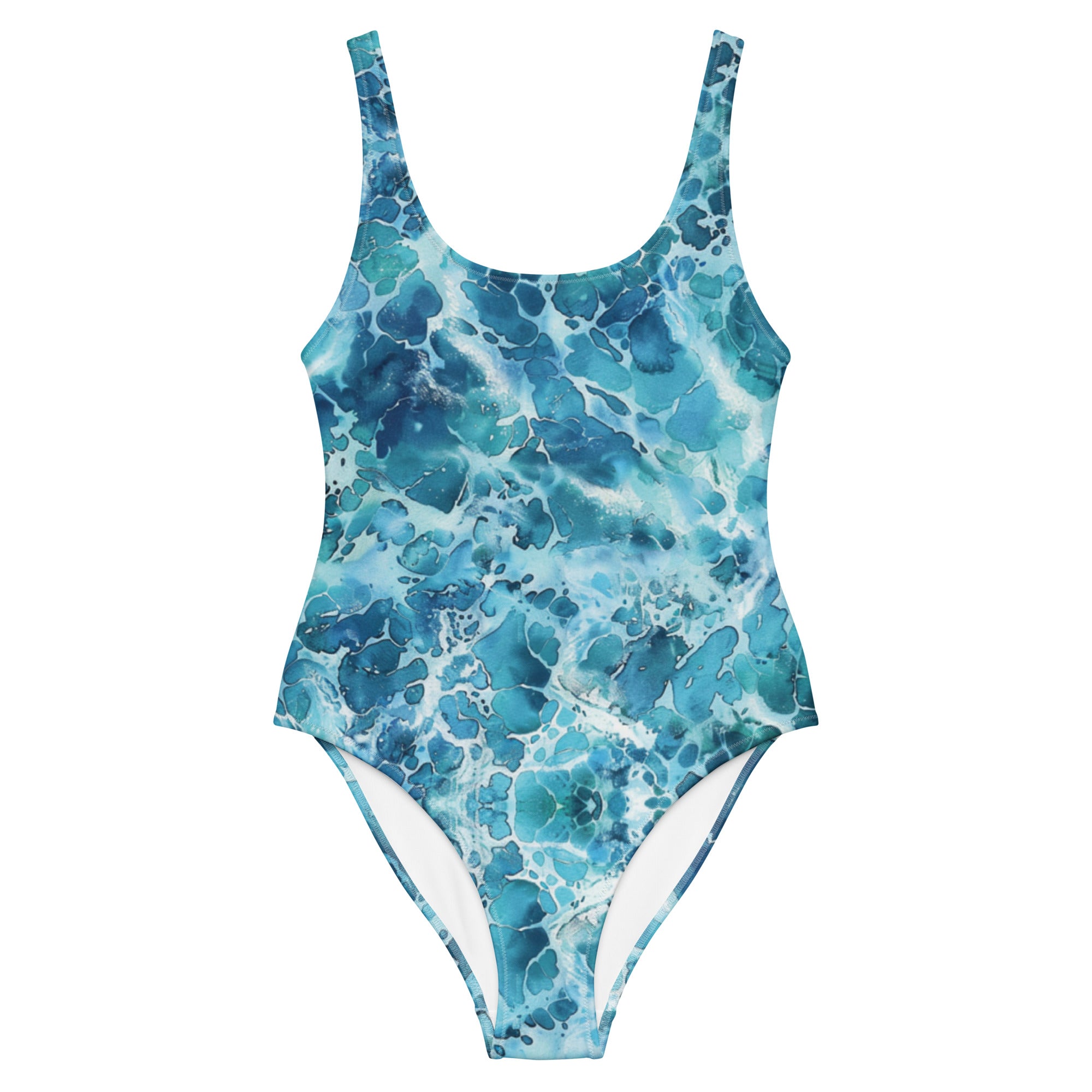 Ocean Serenity One-Piece Swimsuit – front view – one piece swimsuit for scuba diving, snorkeling, and tropical ocean days