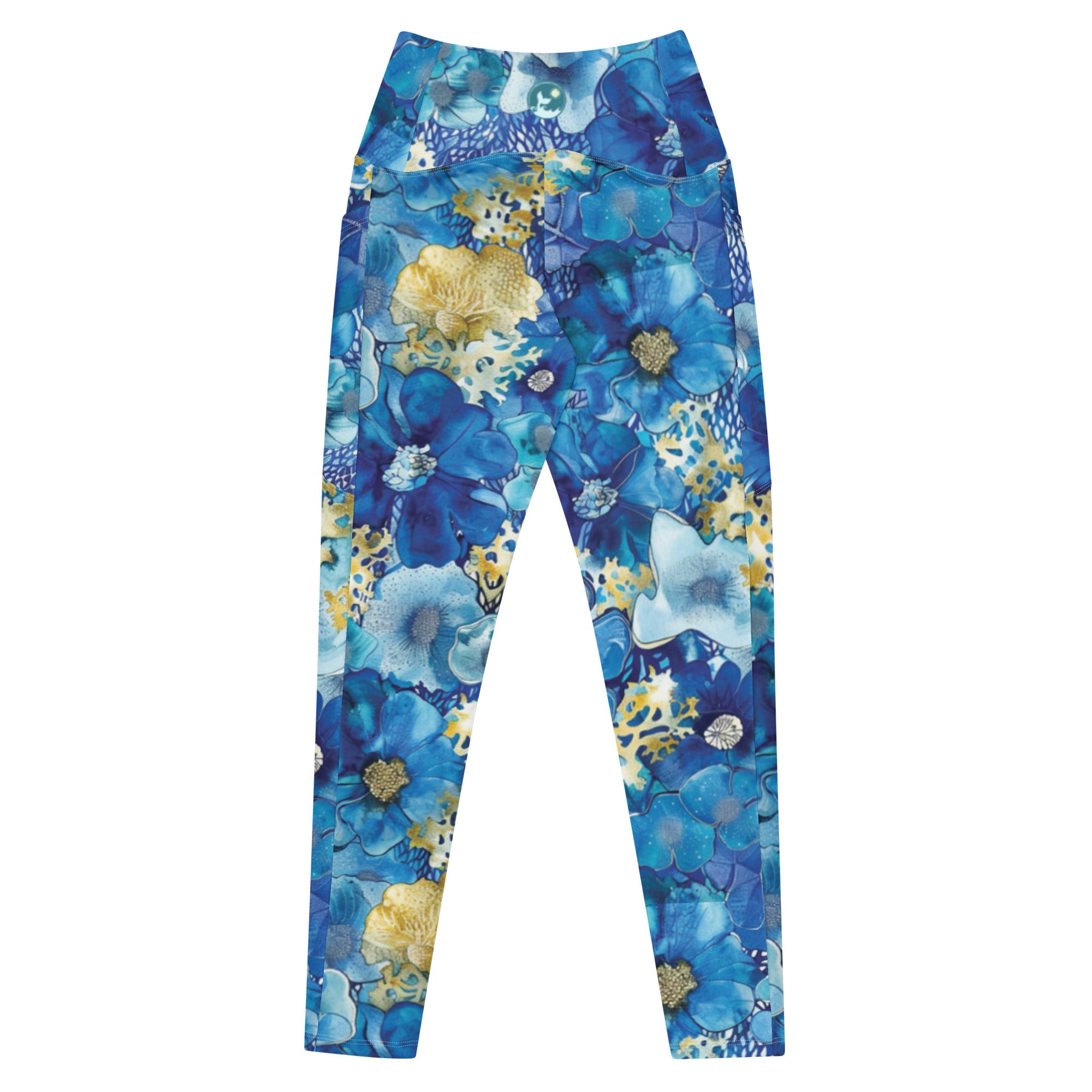Coral Blossoms Scuba Leggings (with pockets!) – back view – scuba leggings for snorkeling, freediving, and warm water scuba diving