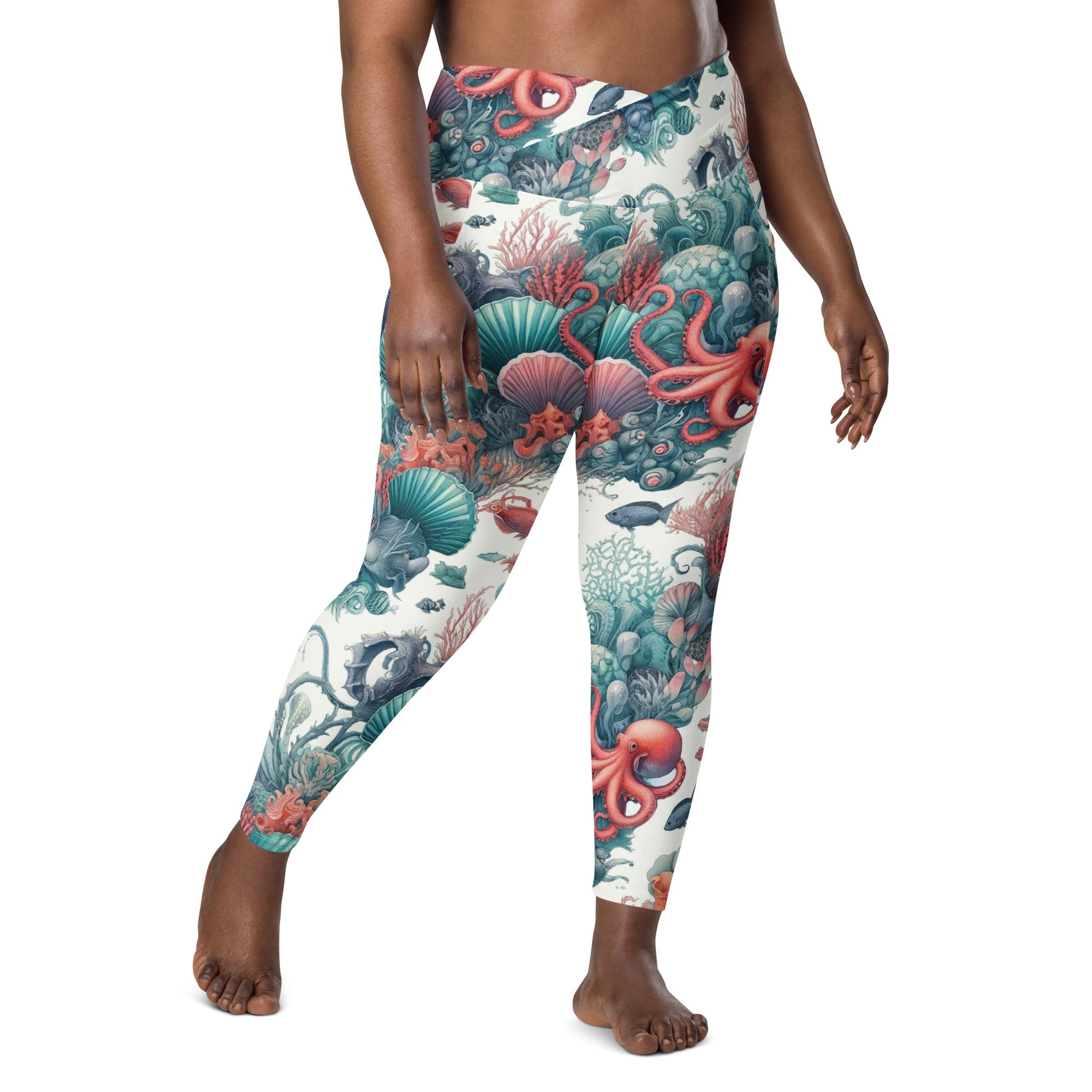 Octopus Reef Scuba Leggings (with pockets!) – front view – women's diving leggings made for ocean adventures and reef snorkeling