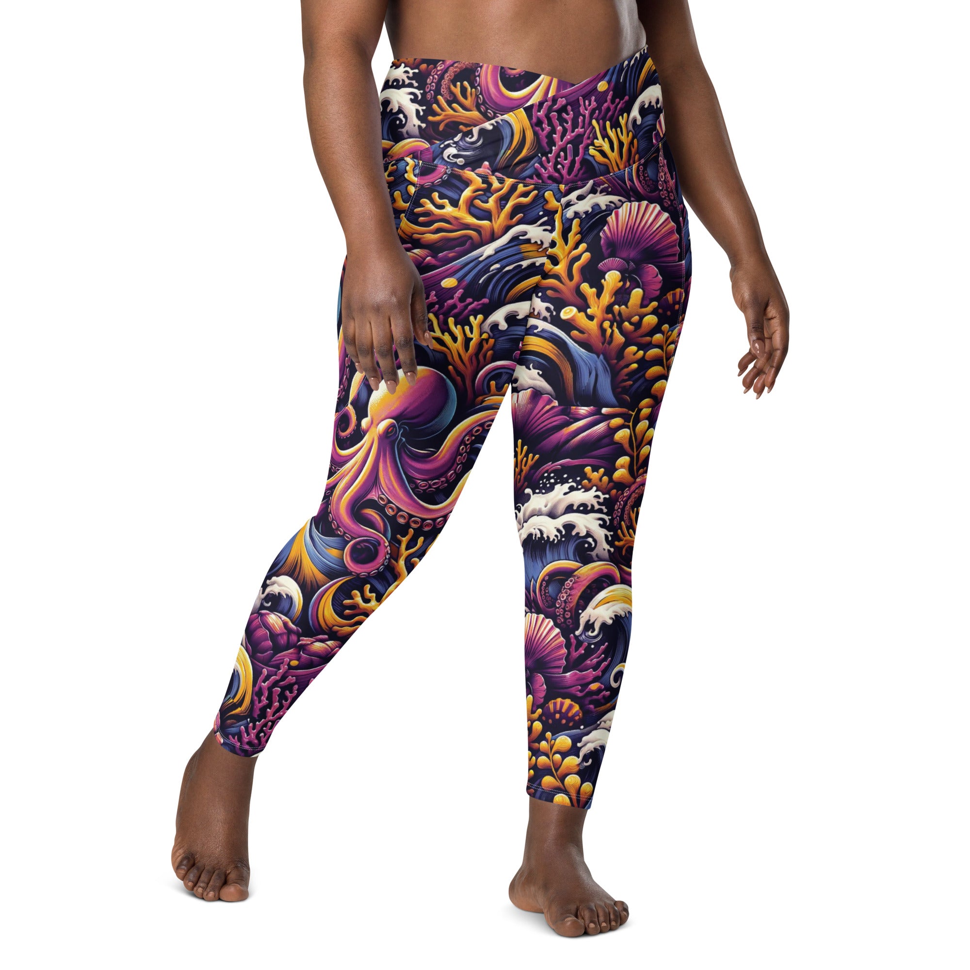 Octopus Ink Scuba Leggings (with pockets!) – front view – dive leggings with pockets for warm water scuba diving and snorkeling