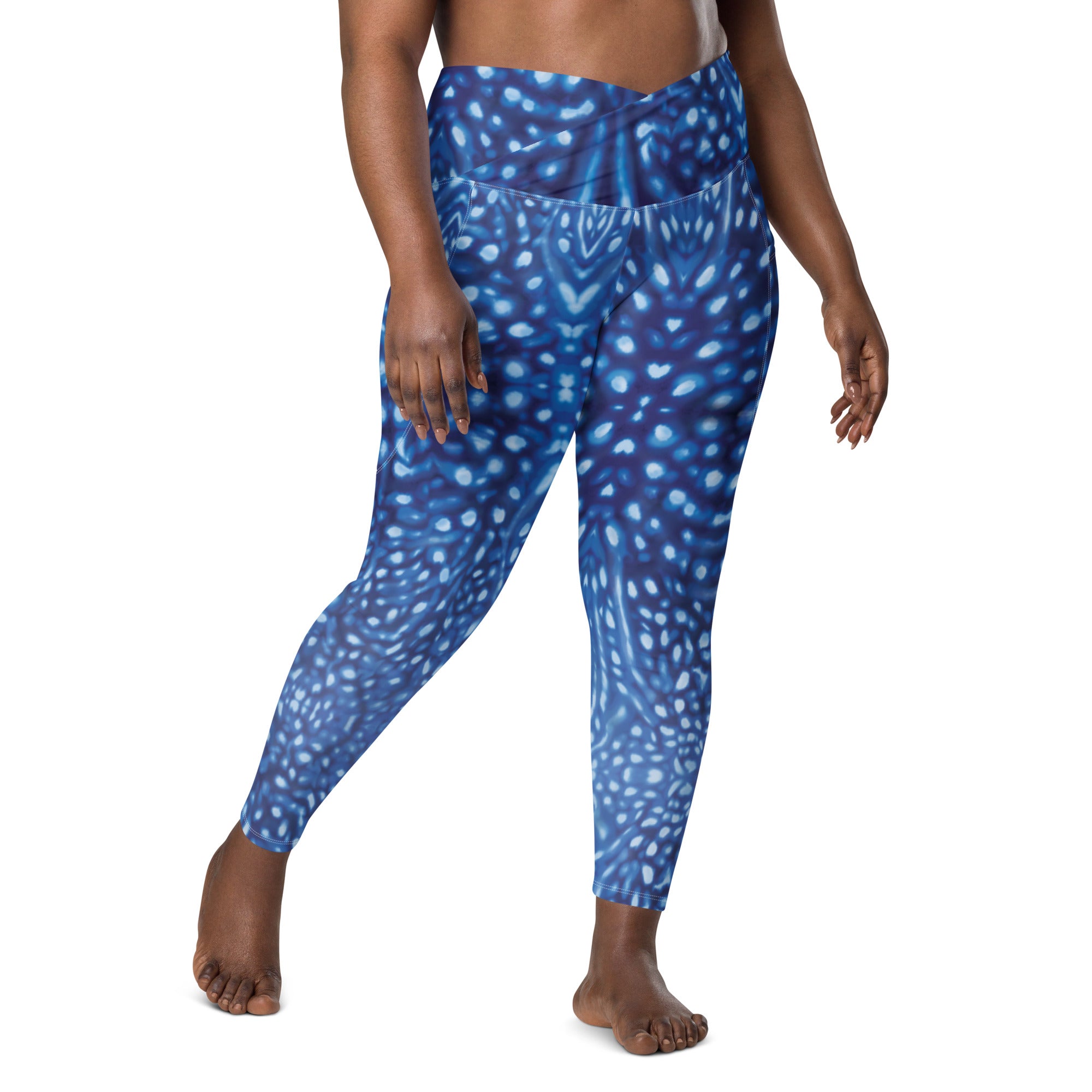 Whale Shark Constellation Scuba Leggings (with pockets!) – front view – dive leggings with pockets for warm water scuba diving and snorkeling