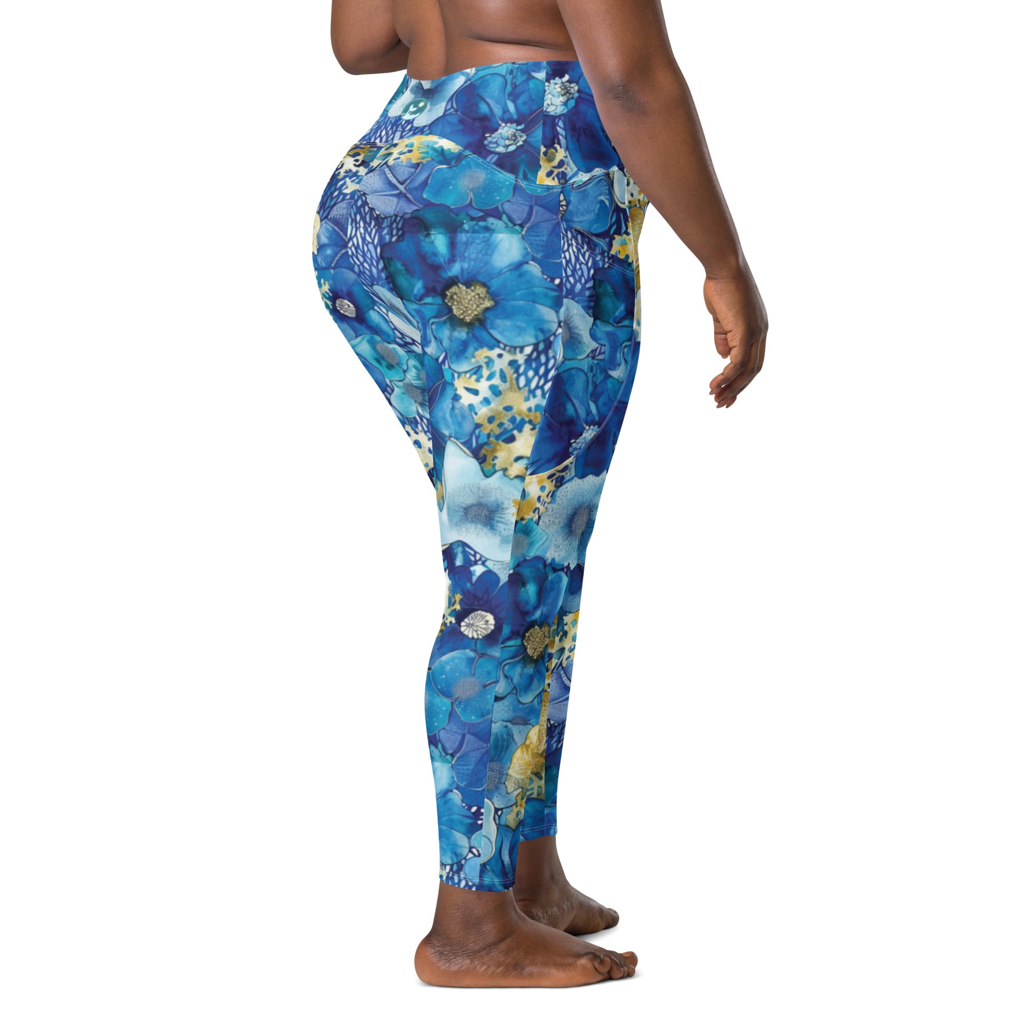 Coral Blossoms Scuba Leggings (with pockets!) – back view – women's diving leggings made for ocean adventures and reef snorkeling
