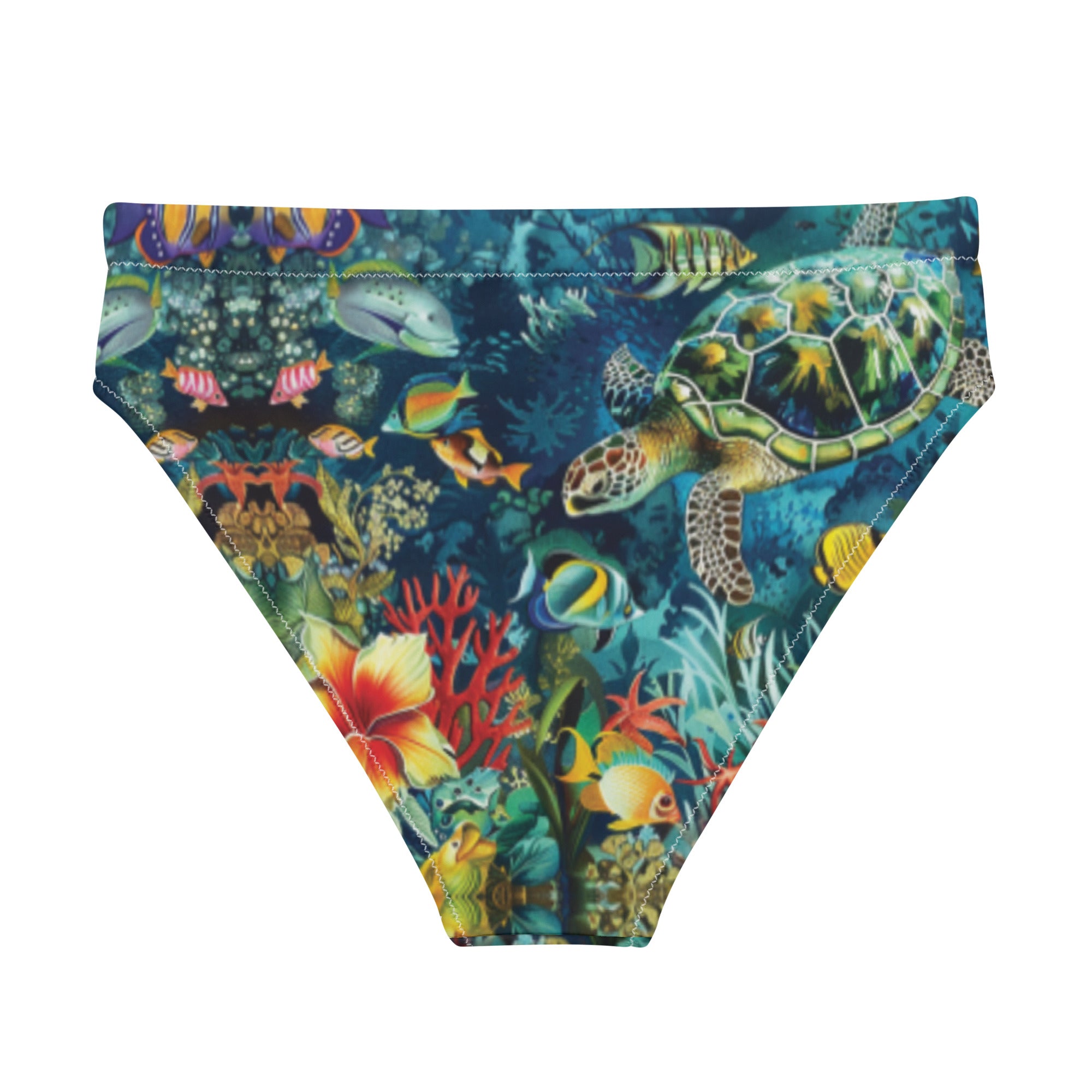 Maldives Scuba Bikini Bottom - High Waisted – back view – sustainable scuba swimsuit in soft recycled polyester for ocean lovers
