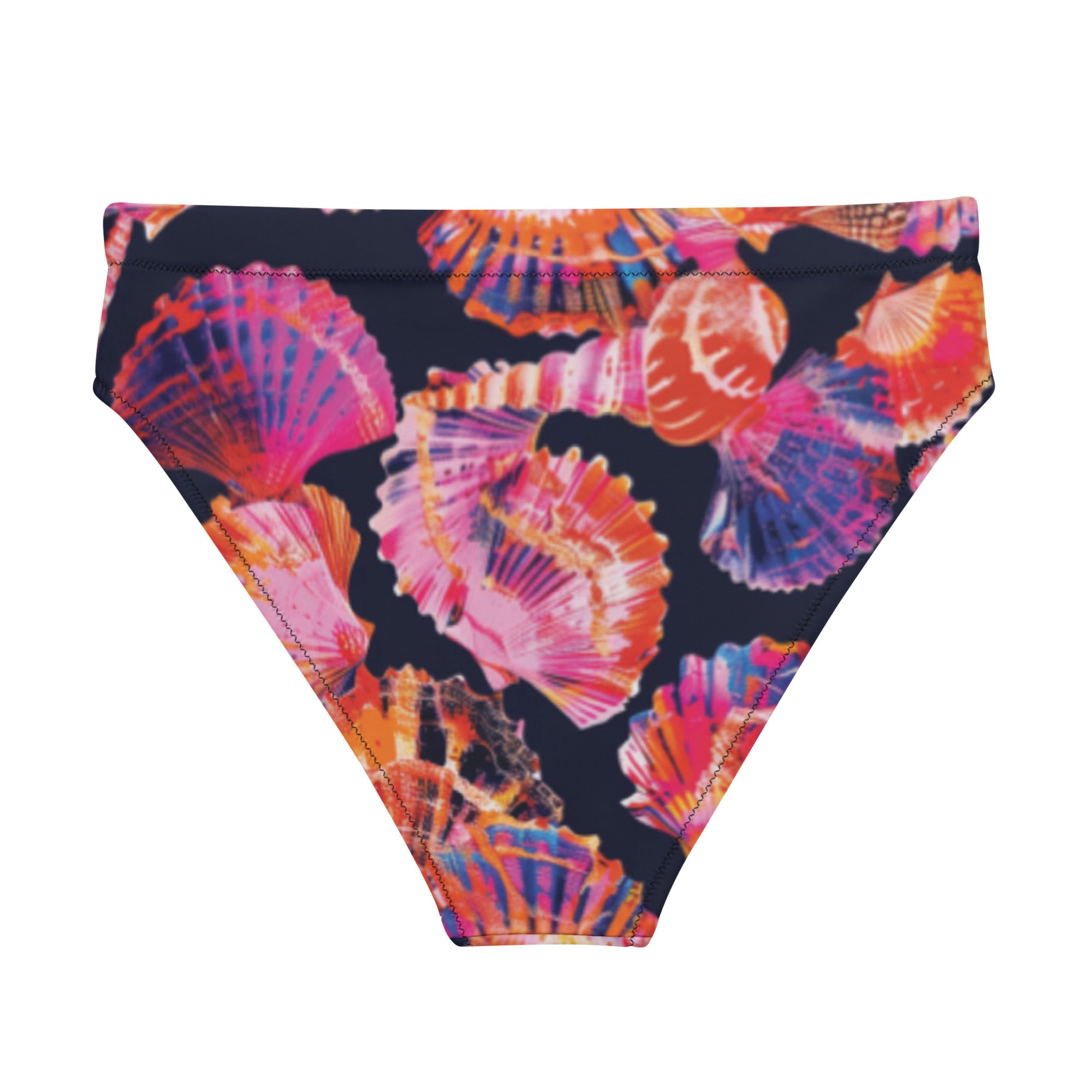 Neon Shells Scuba Bikini Bottom - High Waisted – back view – sustainable scuba swimsuit in soft recycled polyester for ocean lovers