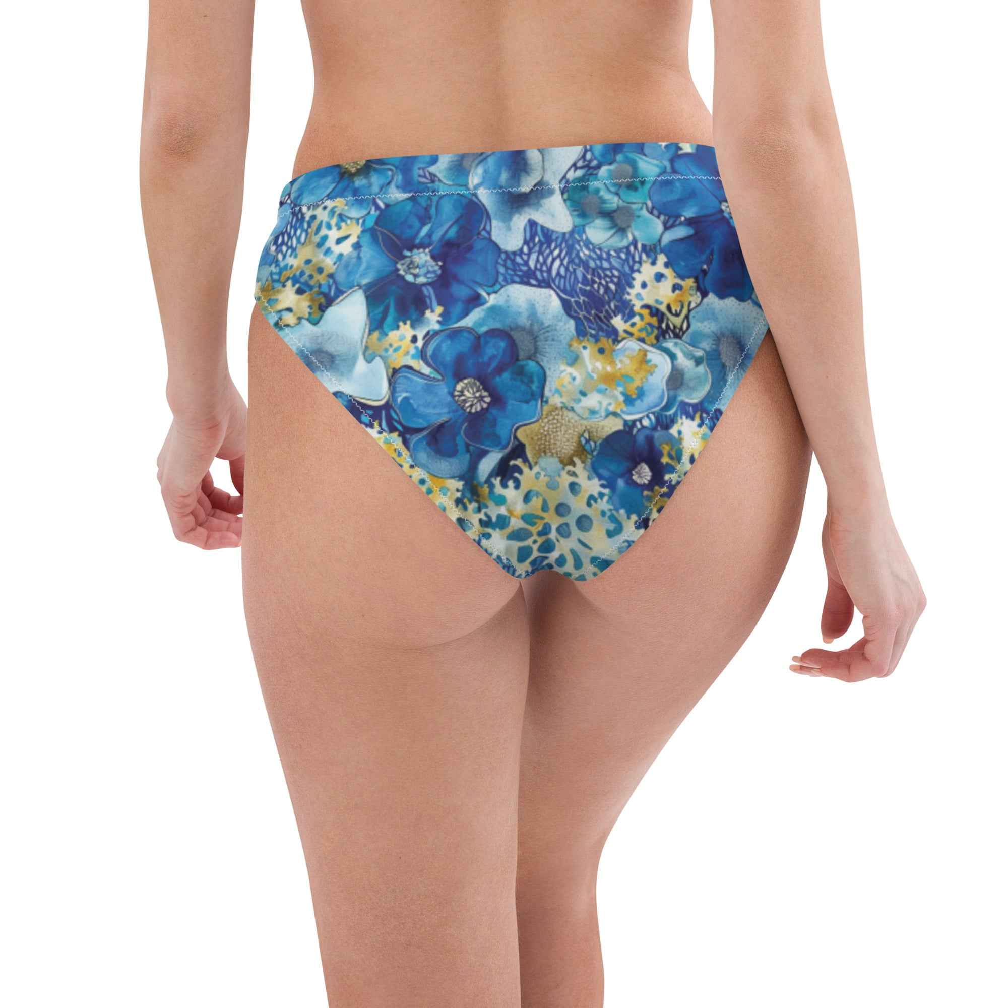 Coral Blossoms Scuba Bikini Bottom ♻️ - High Waisted