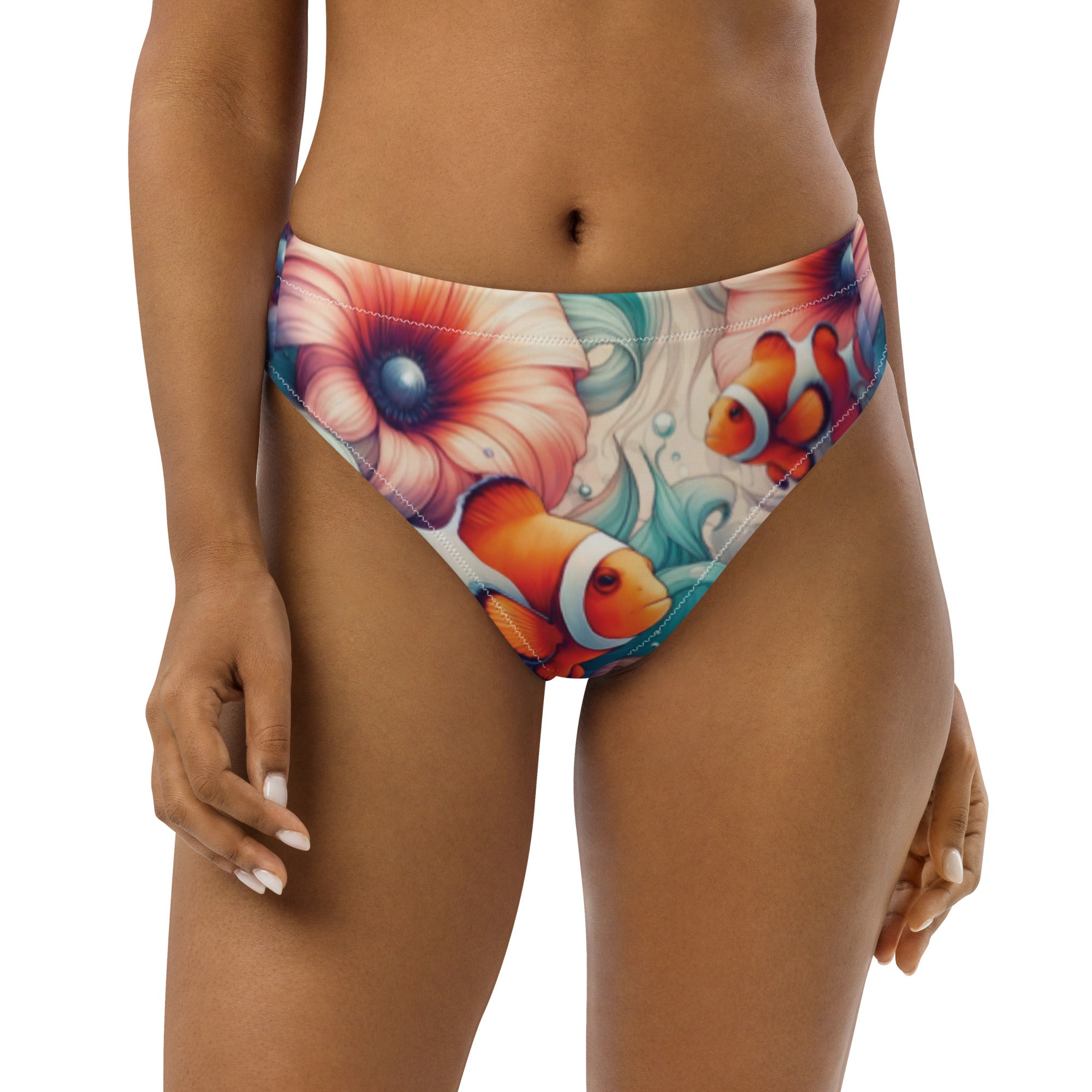 Clownfish Gardens Scuba Bikini Bottom - High Waisted – front view – diving swimsuit that stays put under a wetsuit for scuba and freediving