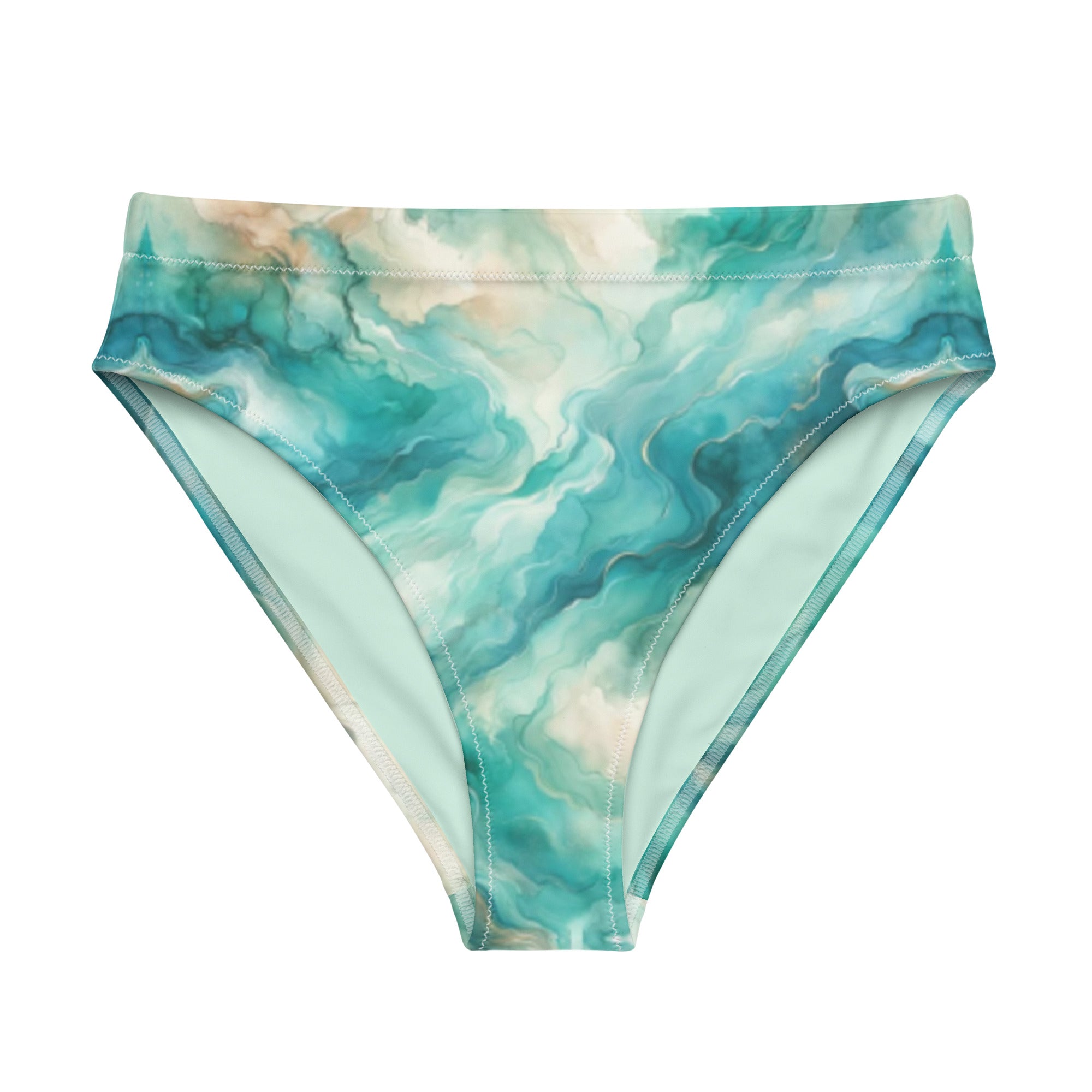 Turquoise Seas Scuba Bikini Bottom - High Waisted – front view – scuba diving swimsuit with UPF 50+ sun protection for tropical reef diving