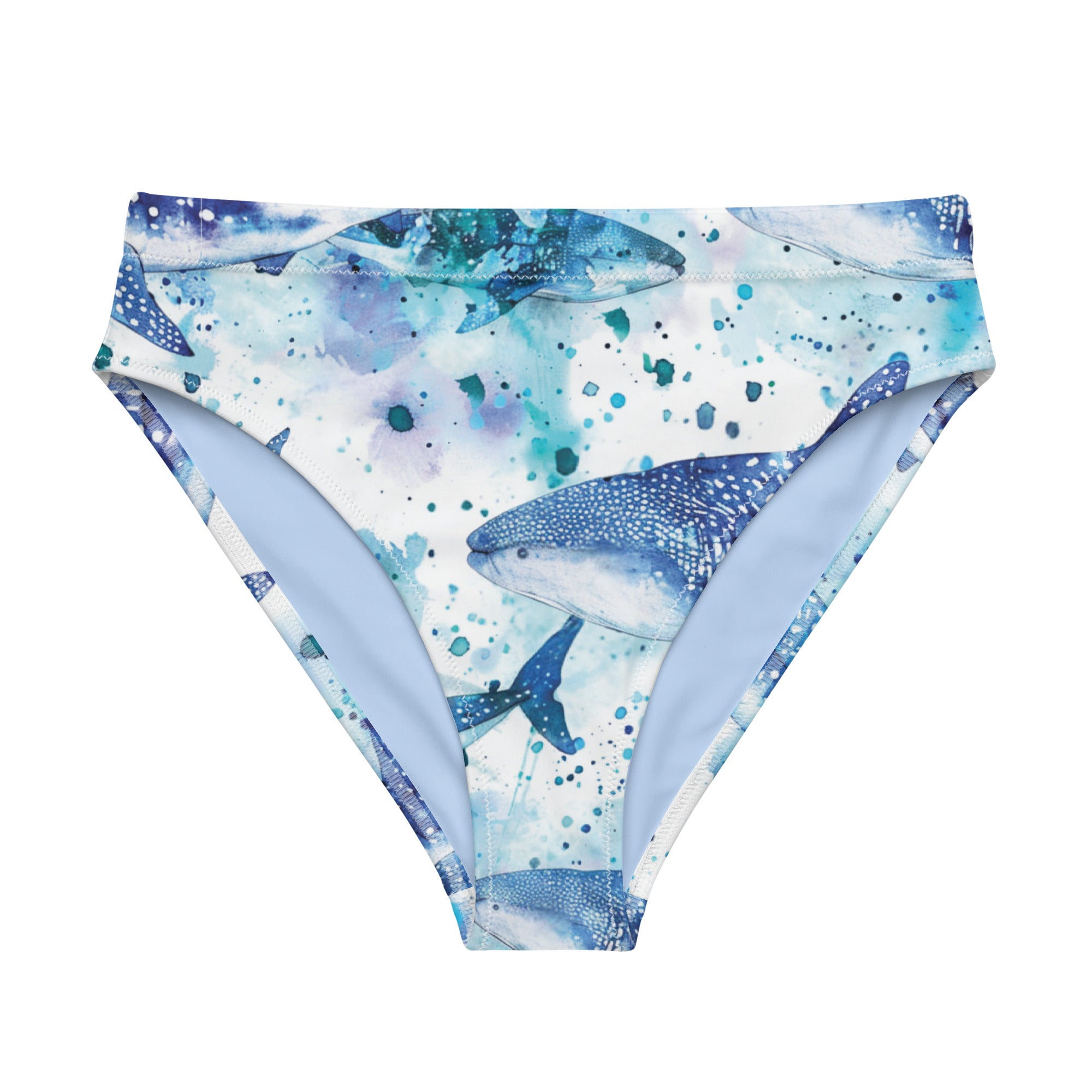 Whimsical Whale Shark Scuba Bikini Bottom - High Waisted – front view – scuba diving swimsuit with UPF 50+ sun protection for tropical reef diving