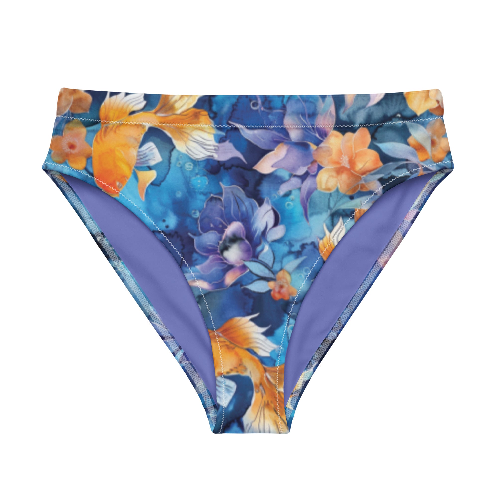 Jasmine Koi Scuba Bikini Bottoms - High Waisted – front view – scuba diving swimsuit with UPF 50+ sun protection for tropical reef diving
