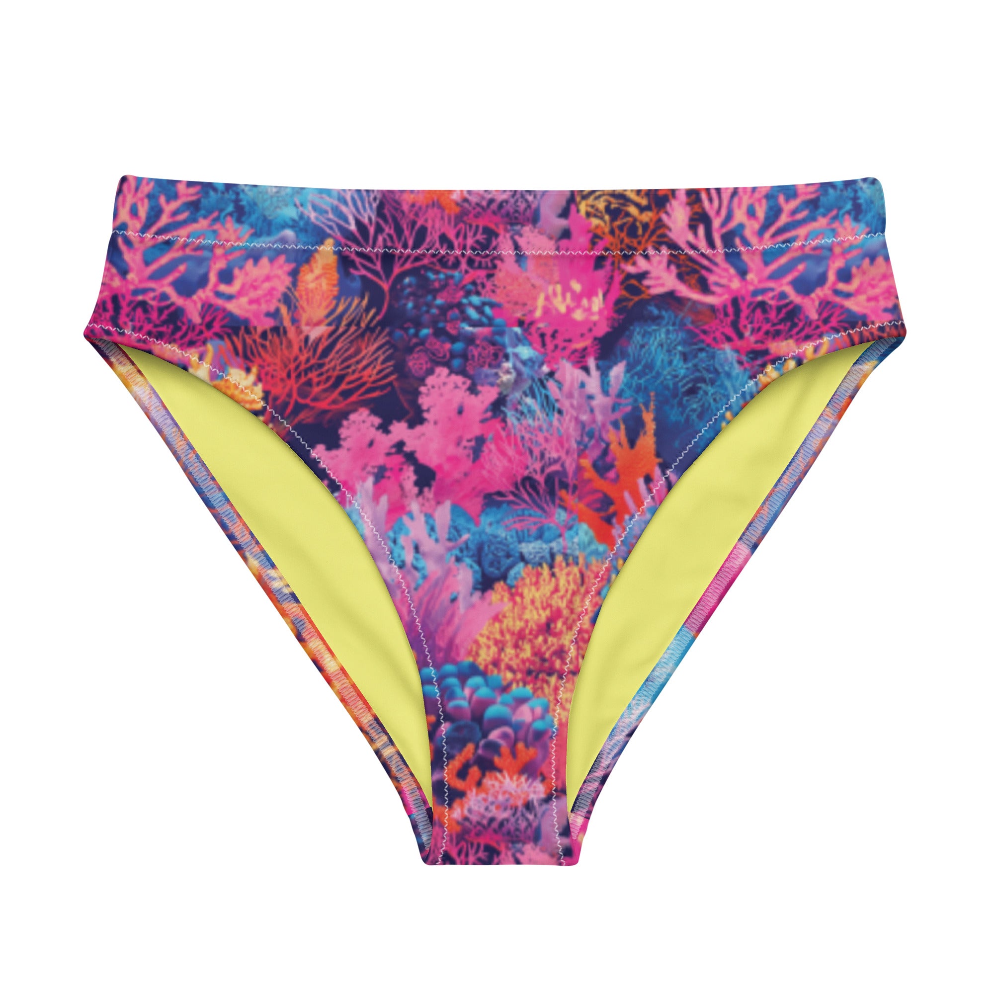 Fire Corals Scuba Bikini Bottom - High Waisted – front view – scuba diving swimsuit with UPF 50+ sun protection for tropical reef diving