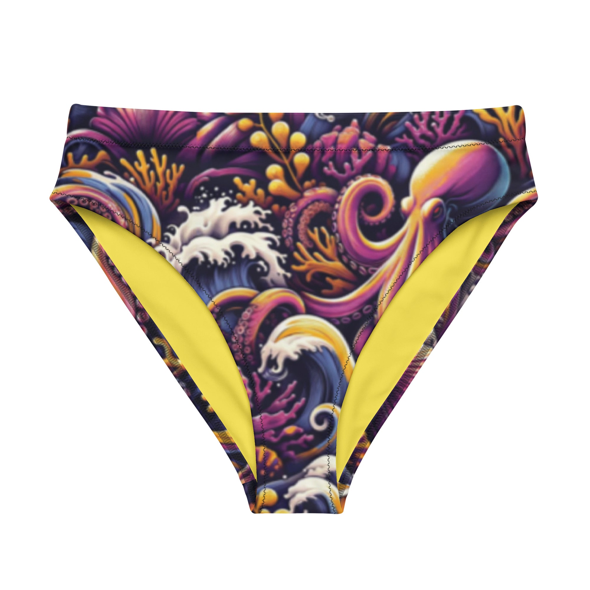 Octopus Ink Scuba Bikini Bottom - High Waisted – front view – scuba diving swimsuit with UPF 50+ sun protection for tropical reef diving