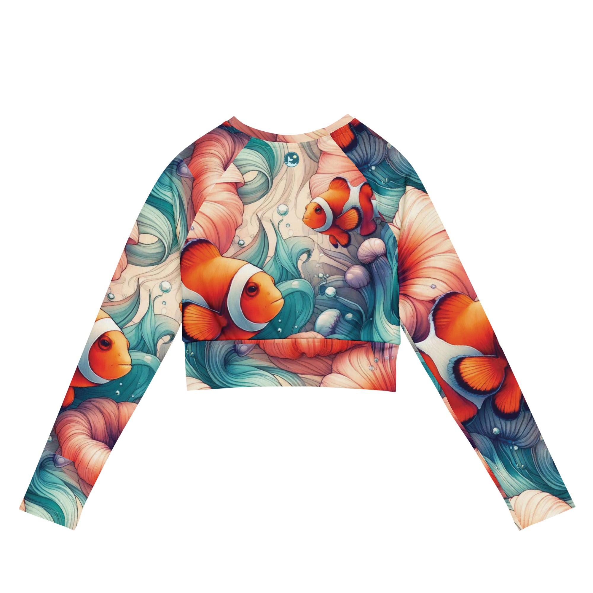 Clownfish Gardens Cropped Rashie – back view – cropped rash guard that fits under a wetsuit for tropical diving