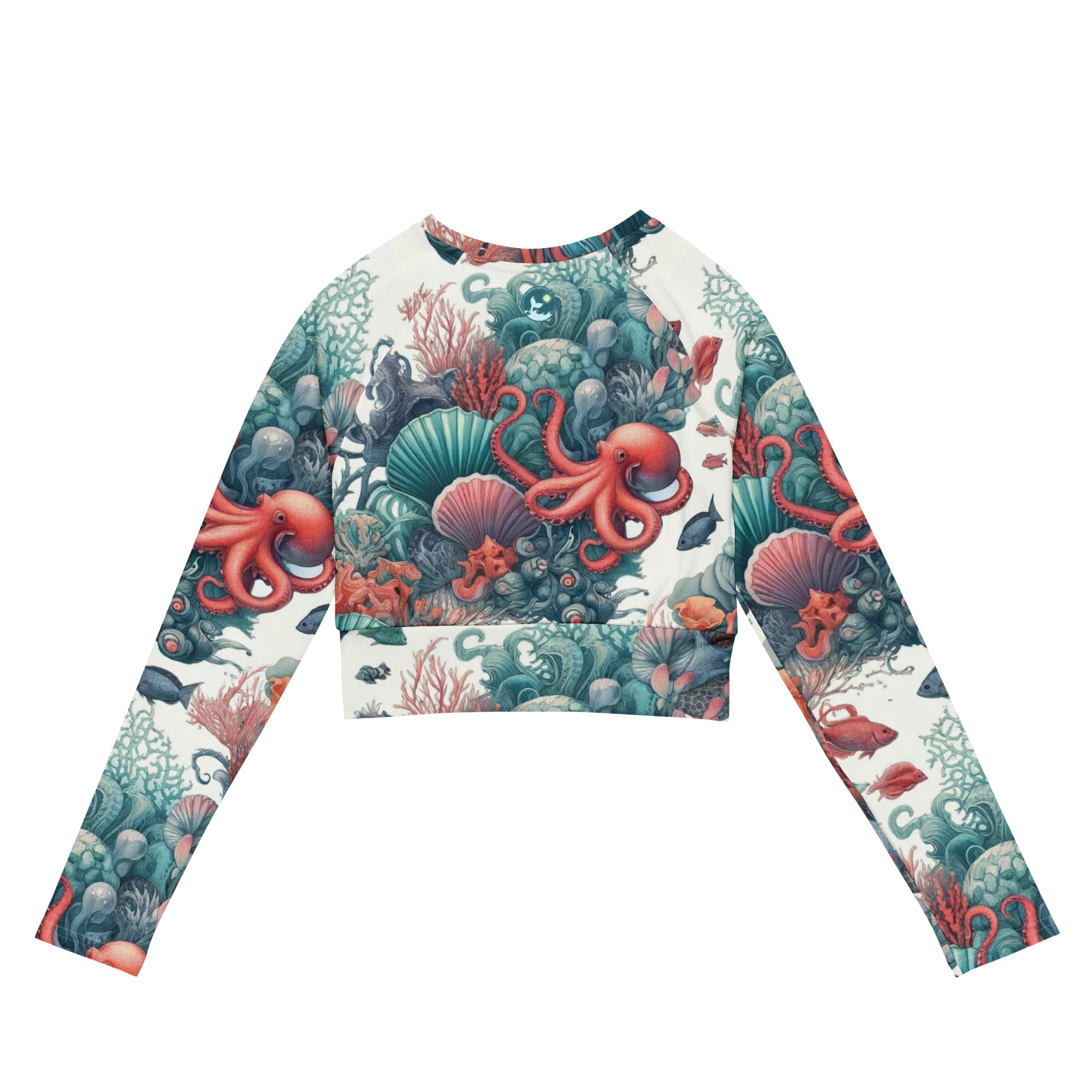 Octopus Reef Cropped Rashie – back view – cropped rash guard that fits under a wetsuit for tropical diving