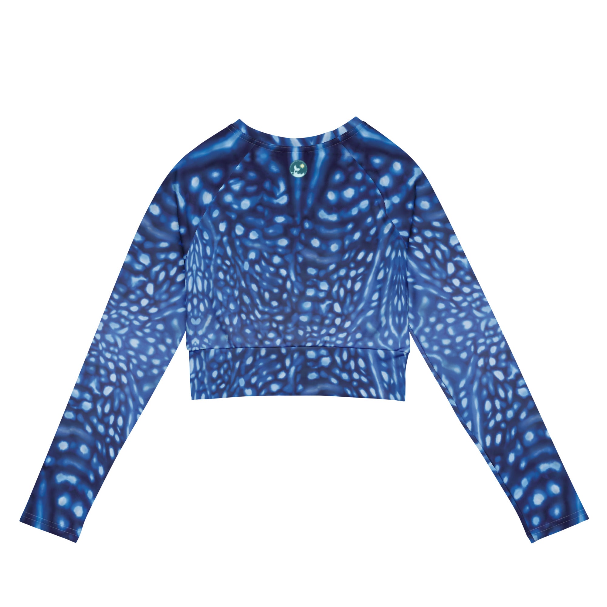 Whale Shark Constellation Cropped Rashie – back view – cropped rash guard that fits under a wetsuit for tropical diving