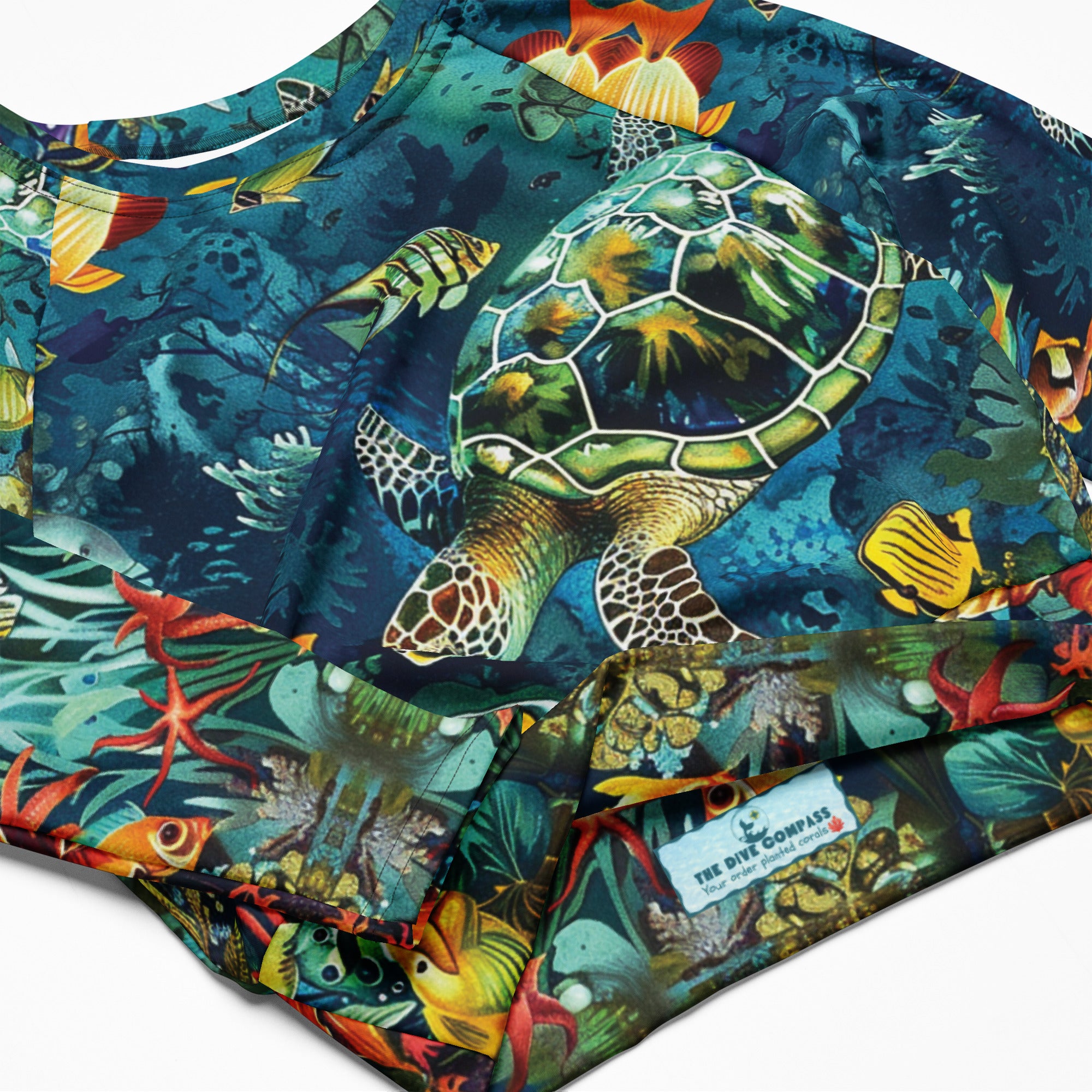 Maldives Cropped Rashie – product details – recycled cropped rashie made for diving, snorkeling, and surfing