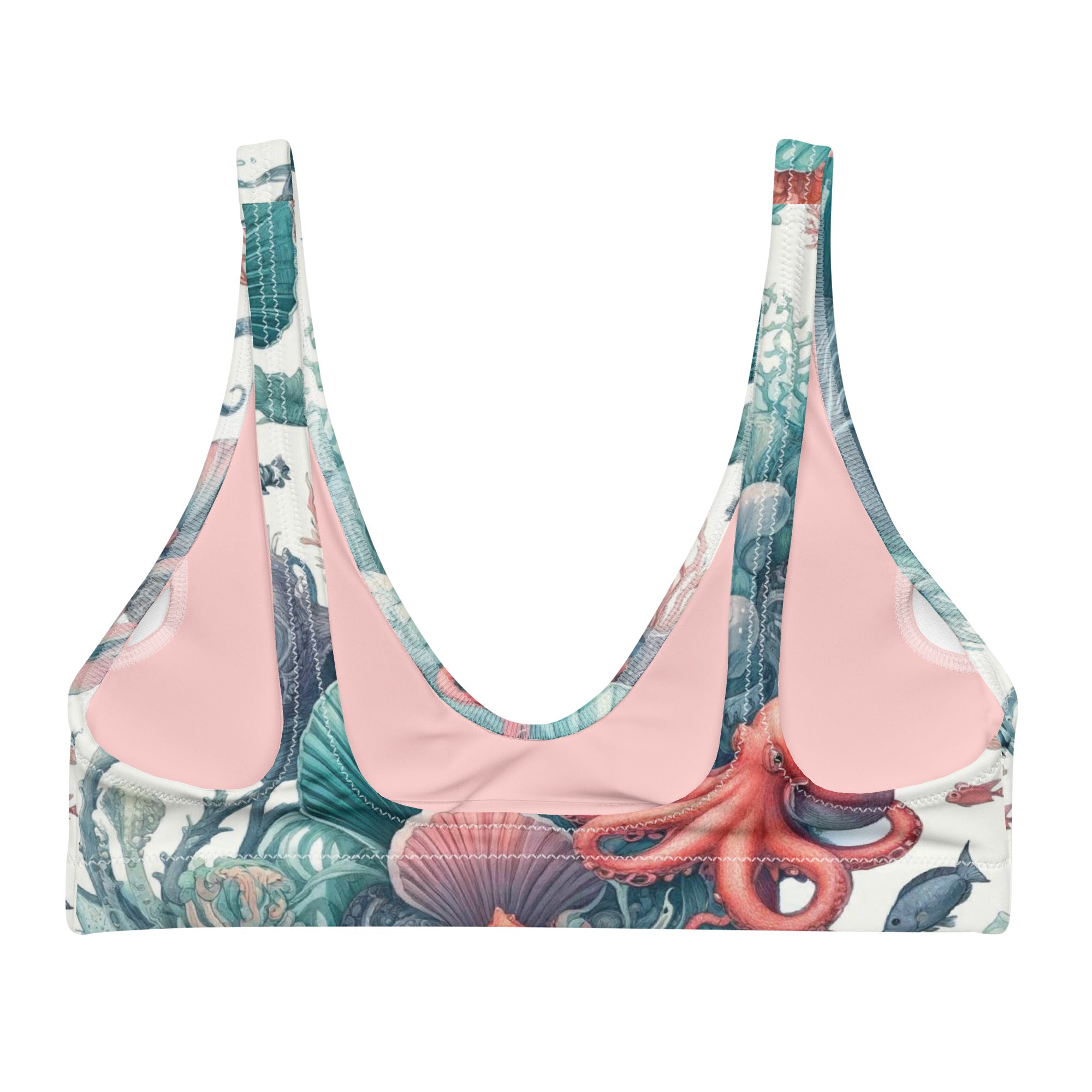 Octopus Reef Scuba Bikini Top – back view – diving swimsuit that stays put under a wetsuit for scuba and freediving