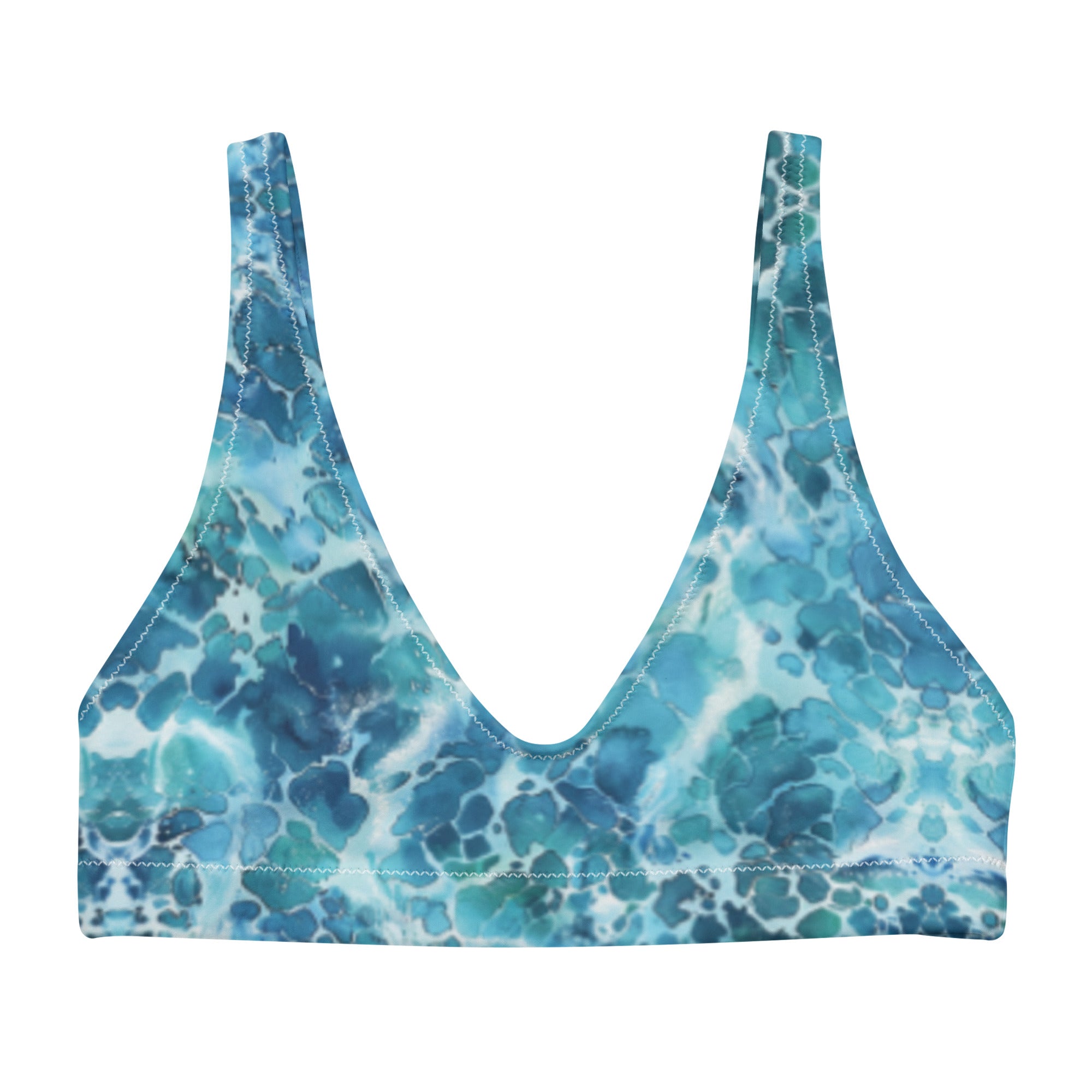 Ocean Serenity Scuba Bikini Top – front view – scuba diving swimsuit with UPF 50+ sun protection for tropical reef diving