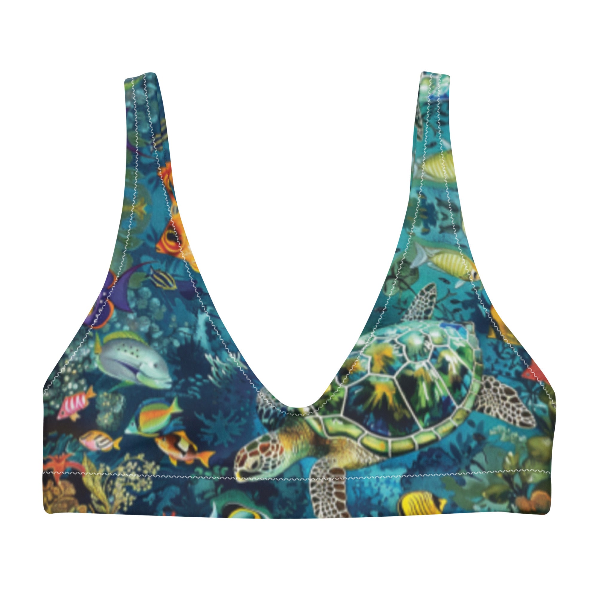 Maldives Scuba Bikini Top – front view – scuba diving swimsuit with UPF 50+ sun protection for tropical reef diving