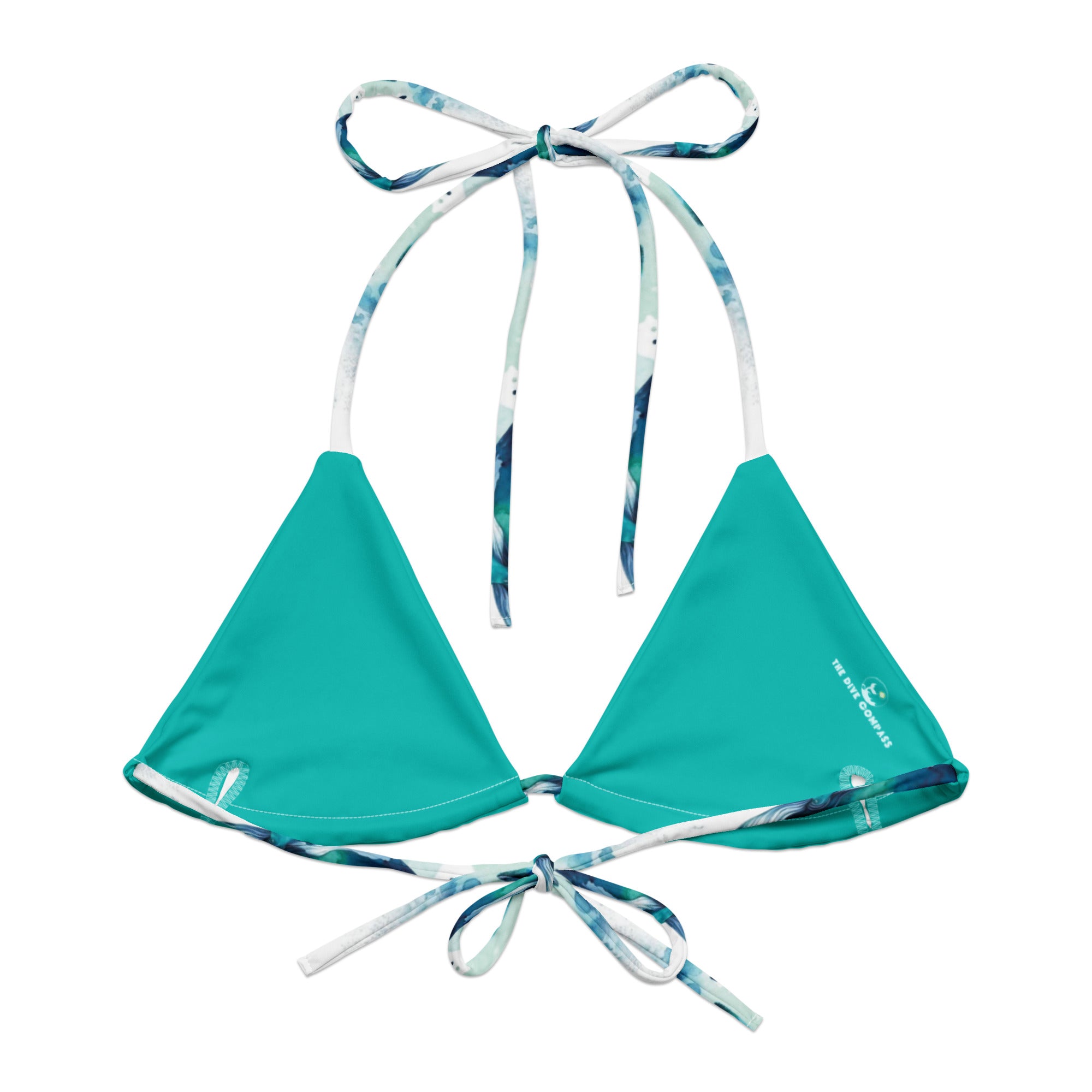 Humpback Dreams String Bikini Top – back view – sustainable string bikini in soft recycled polyester for ocean lovers