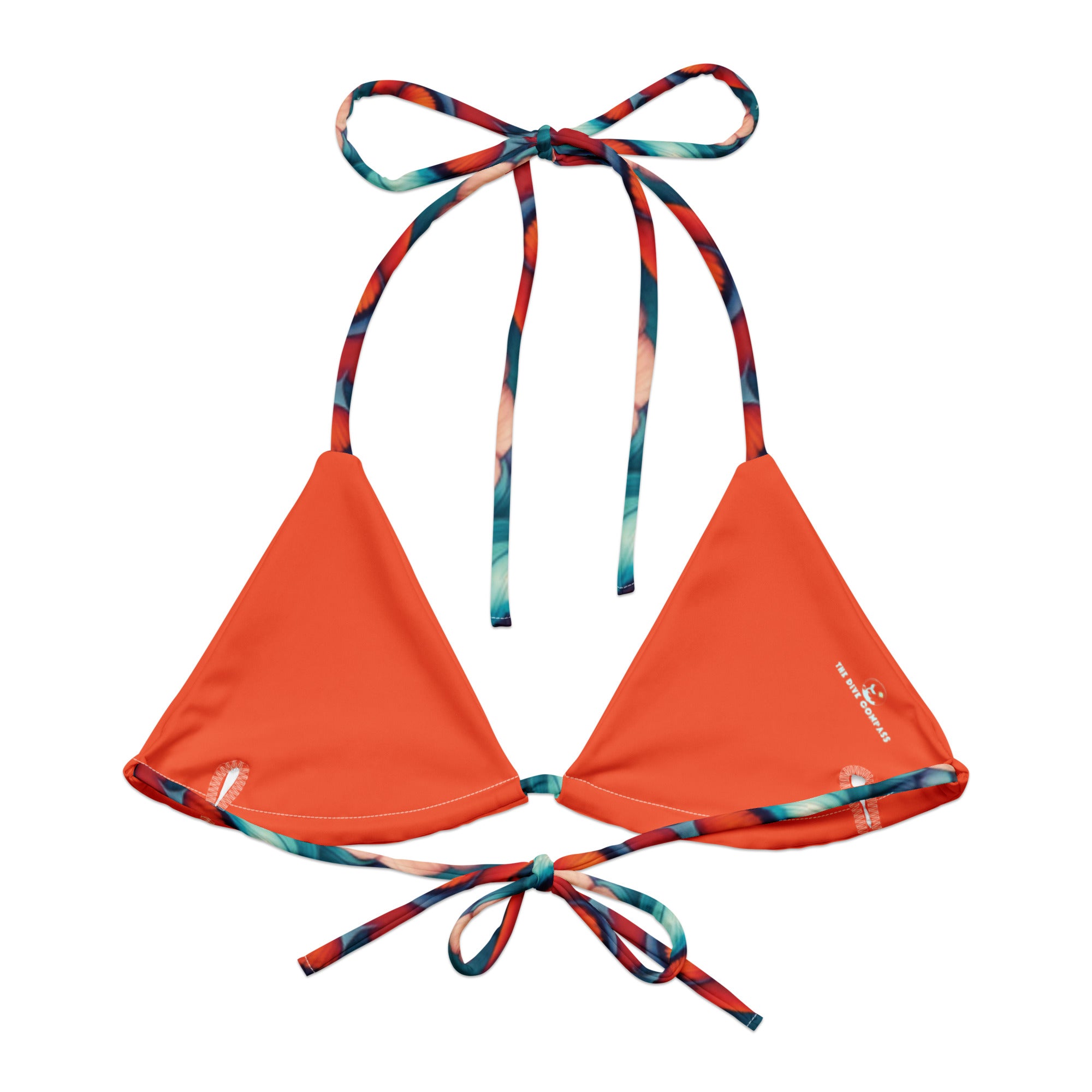 Clownfish Gardens String Bikini Top – back view – ocean swimwear with adjustable string ties and recycled polyester fabric