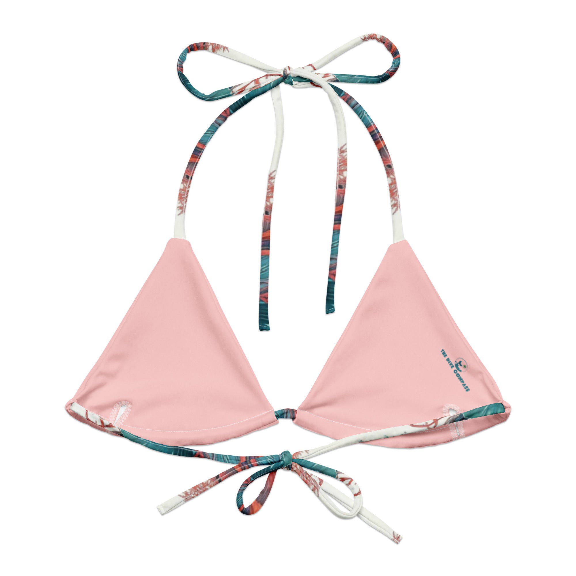 Octopus Reef String Bikini Top – back view – ocean swimwear with adjustable string ties and recycled polyester fabric
