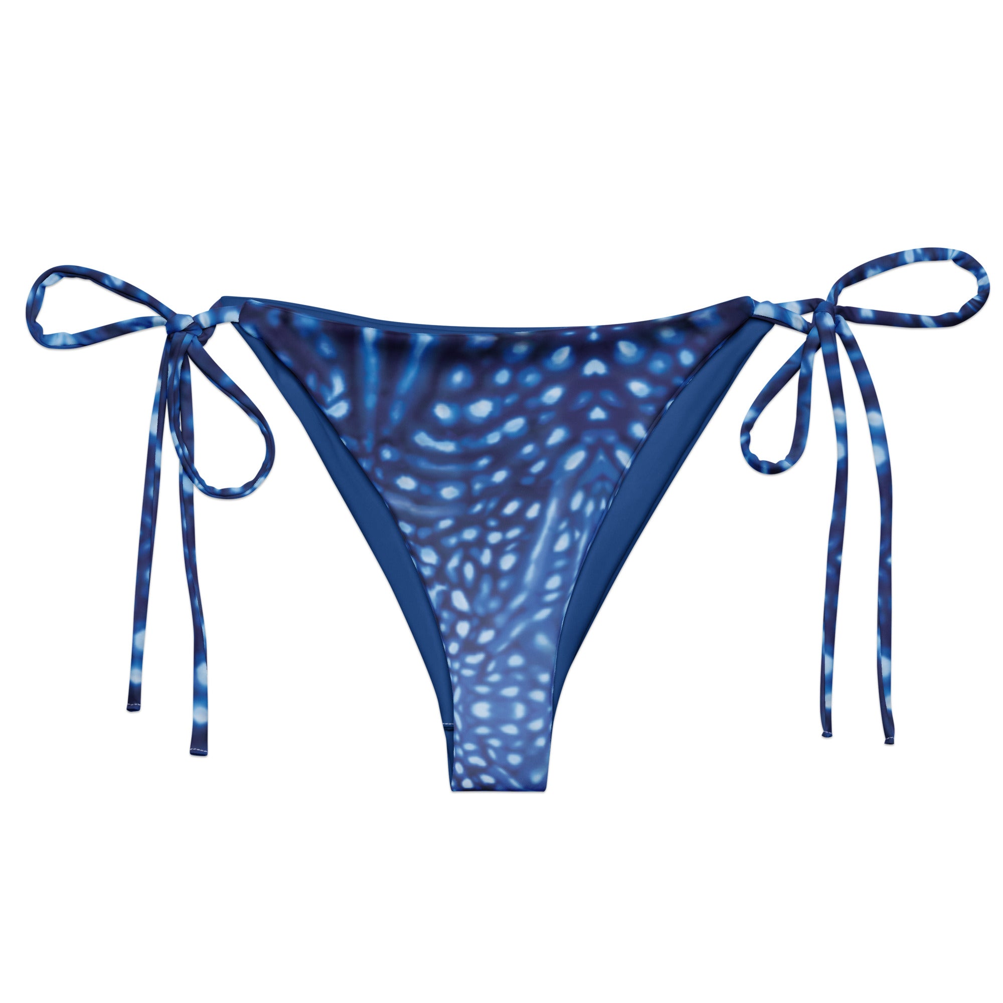 Whale Shark Constellation String Bikini Bottom – front view – recycled string bikini for divers, snorkelers, and tropical beach days