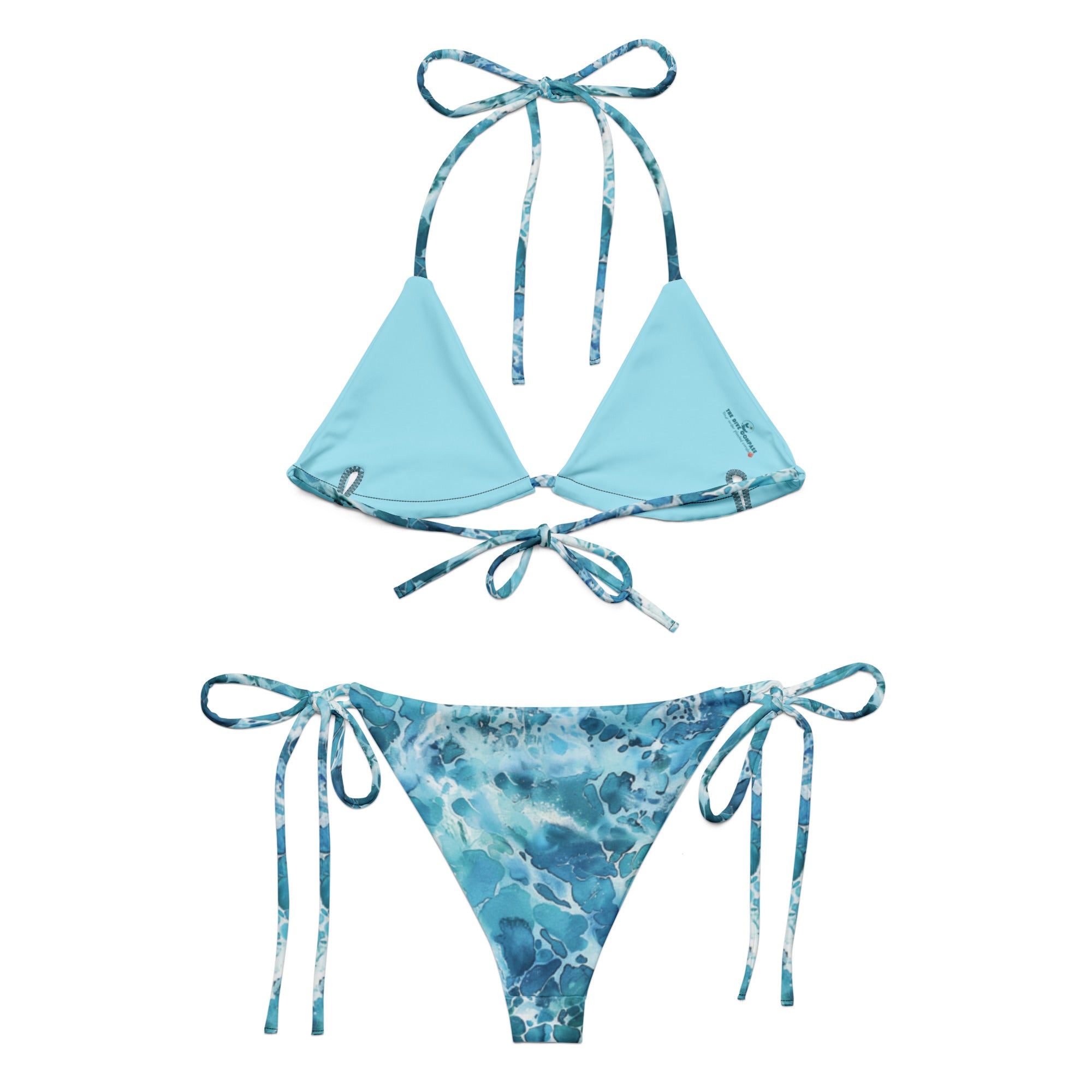 Ocean Serenity String Bikini – back view – ocean swimwear with adjustable string ties and recycled polyester fabric