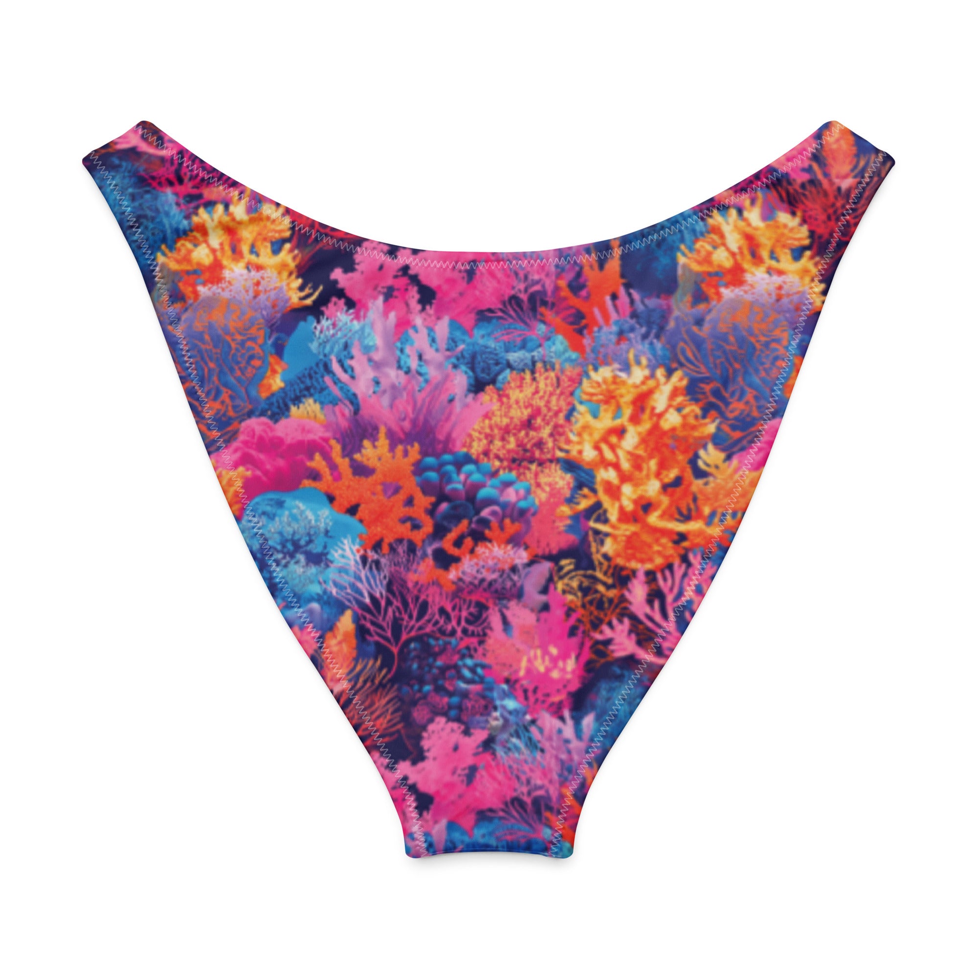 Fire Corals Scuba Bikini Bottom – Cheeky – back view – sustainable scuba swimsuit in soft recycled polyester for ocean lovers