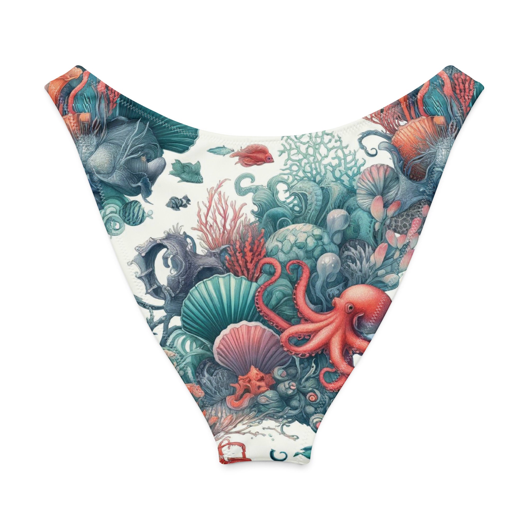 Octopus Reef Scuba Bikini Bottom - Cheeky – back view – sustainable scuba swimsuit in soft recycled polyester for ocean lovers