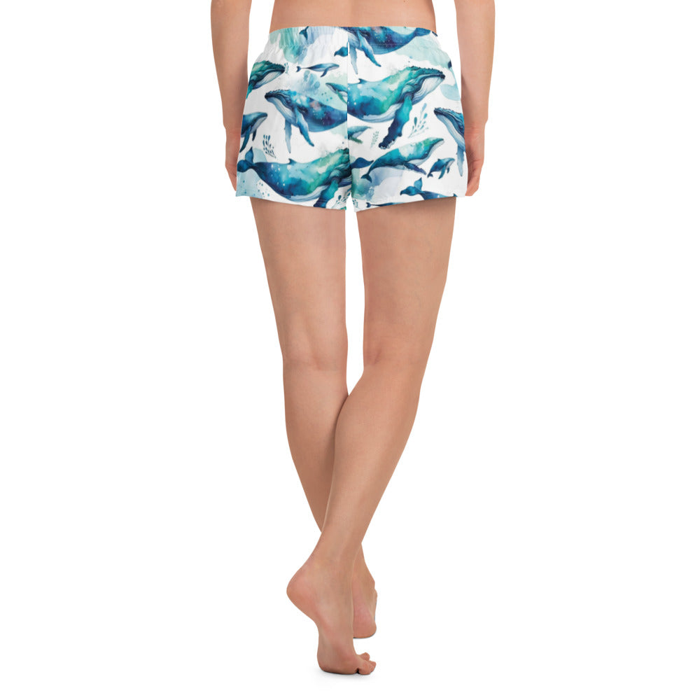 Humpback Dreams Breezy Swim Shorts – back view – sustainable swim shorts in soft recycled polyester for ocean lovers