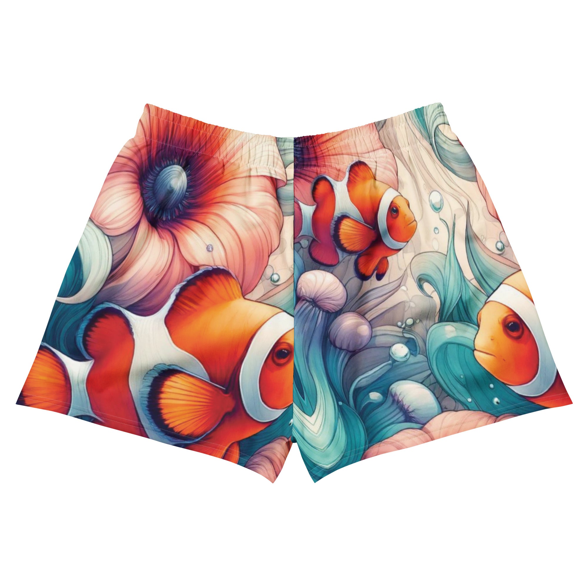 Clownfish Gardens Breezy Swim Shorts – back view – swim shorts designed for ocean lovers and conservation-minded travelers