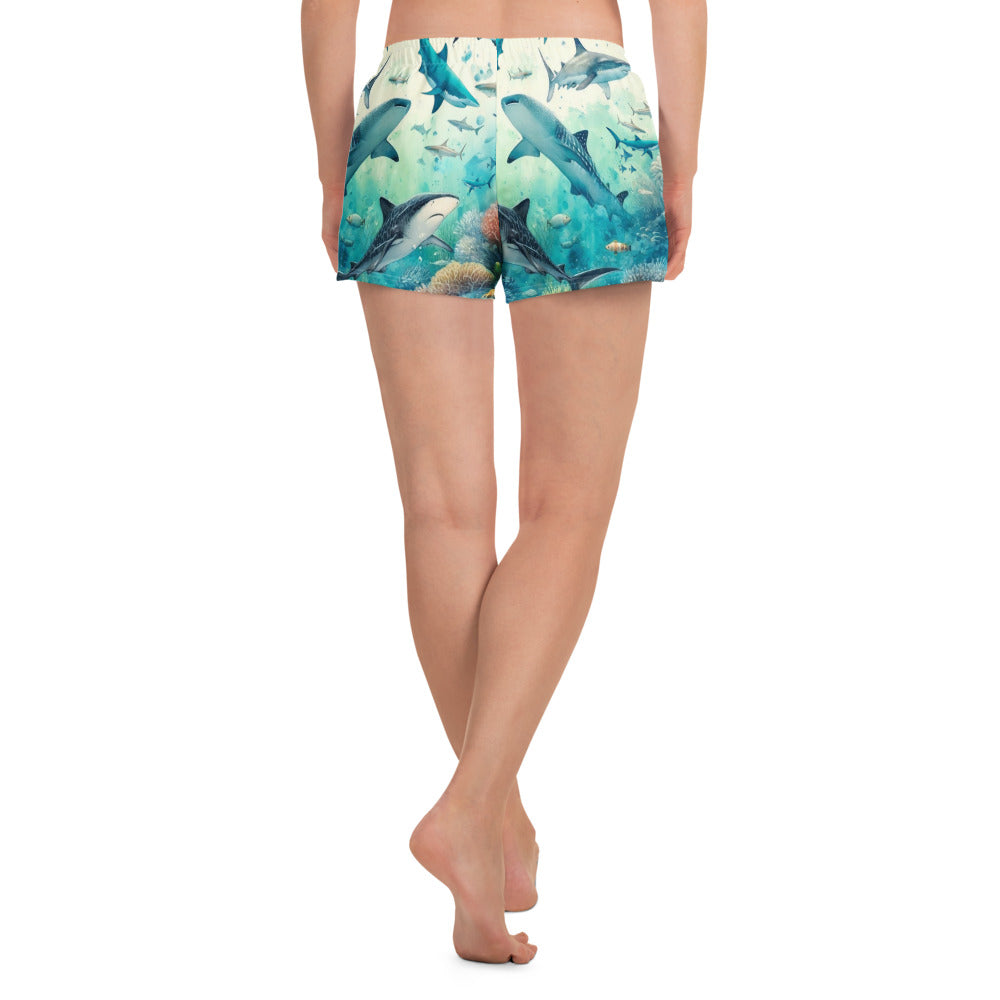 Shark Frenzy Breezy Swim Shorts – back view – breezy swim shorts made from recycled fabric for warm water adventures
