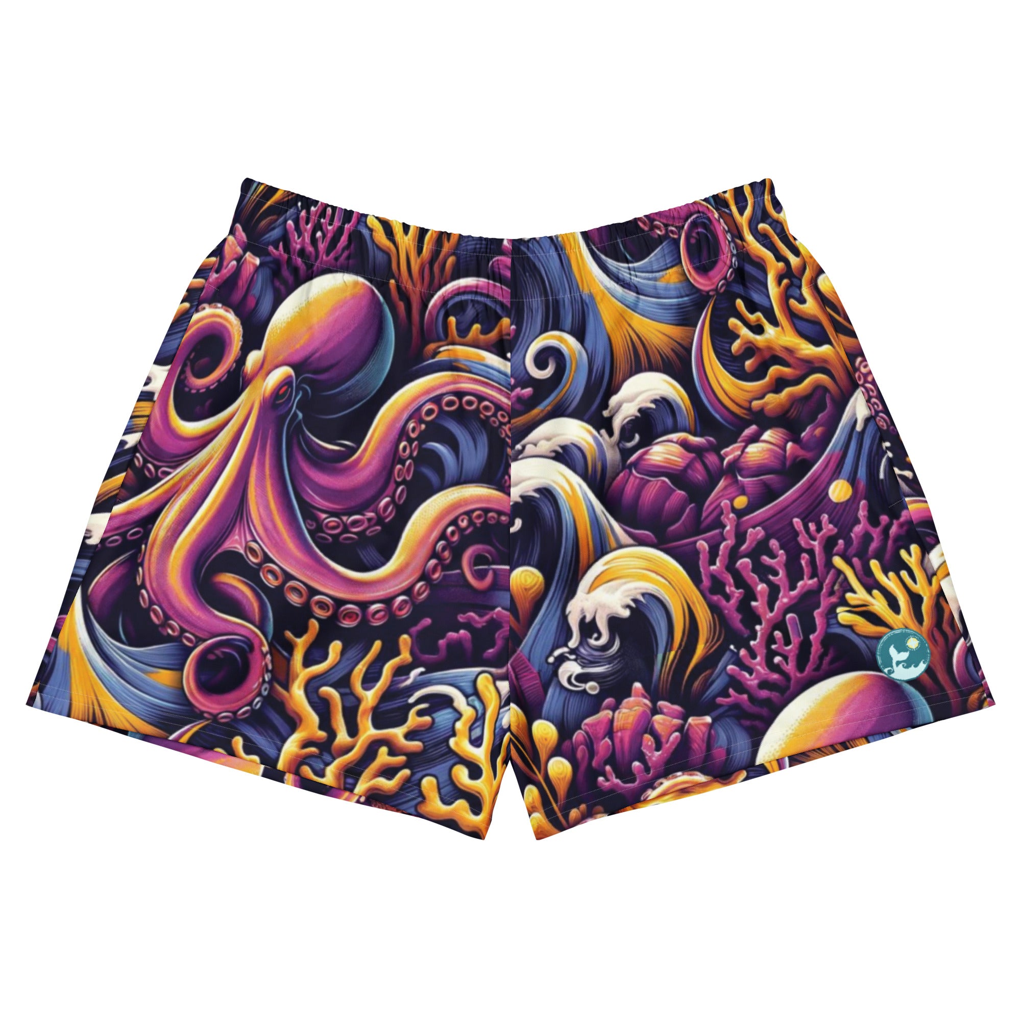 Octopus Ink Breezy Swim Shorts – front view – breezy swim shorts for ocean days, post-dive lounging, and beach travel